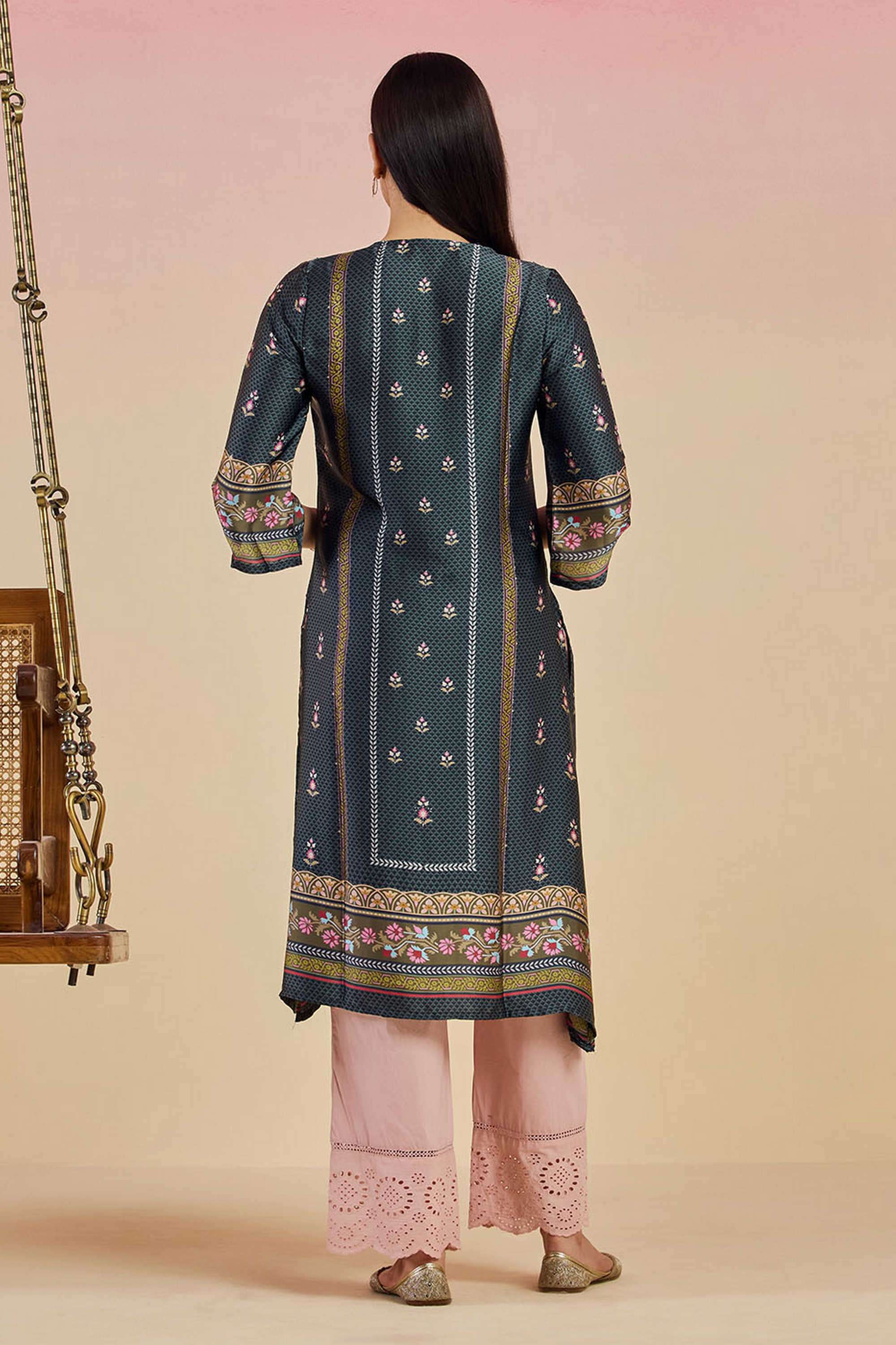 Solid-Blended-Fabric-Women-s-Festive-Wear-Kurti