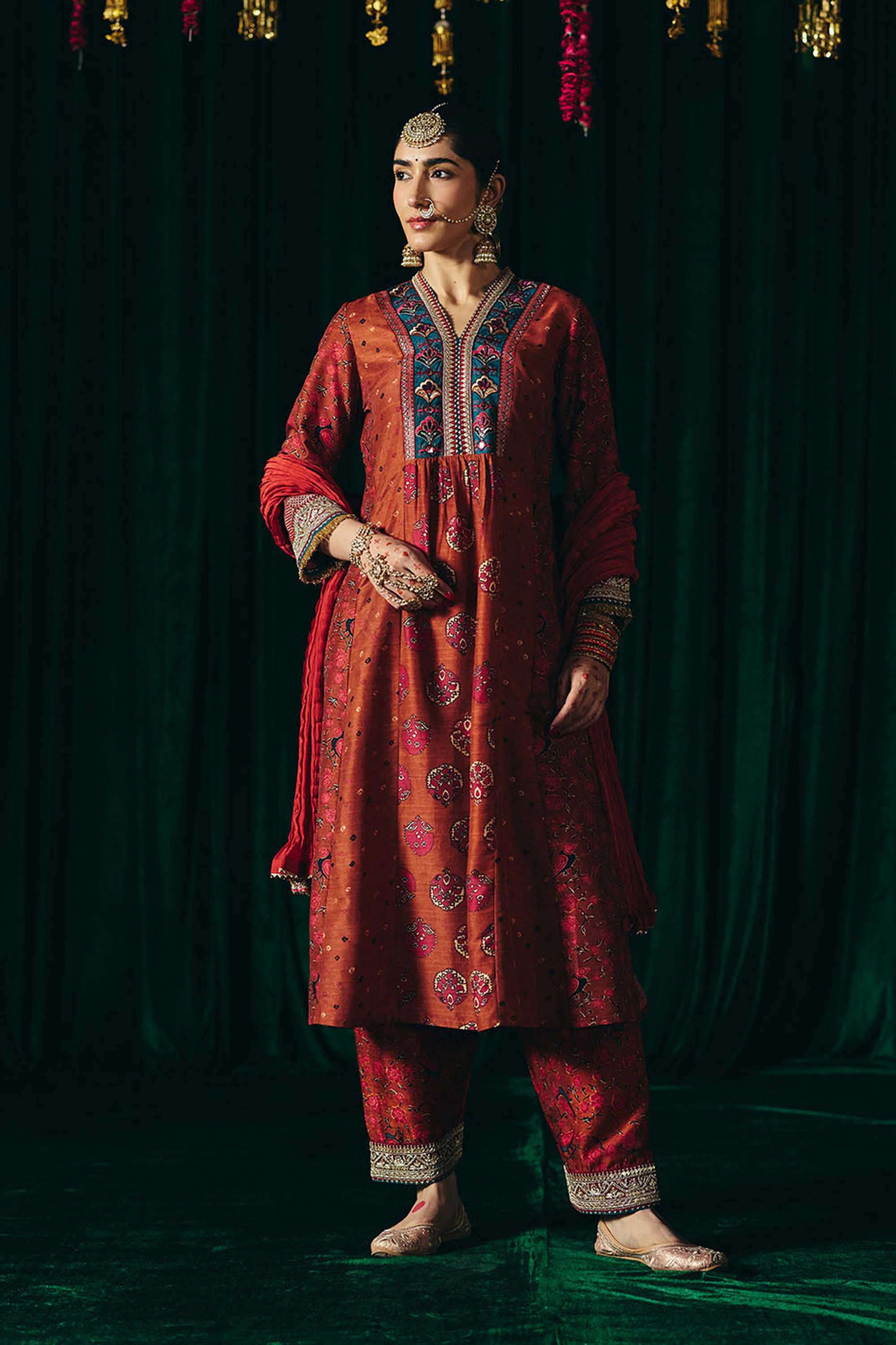 Solid-Silk-Women-s-Festive-Wear-Kurta-Set