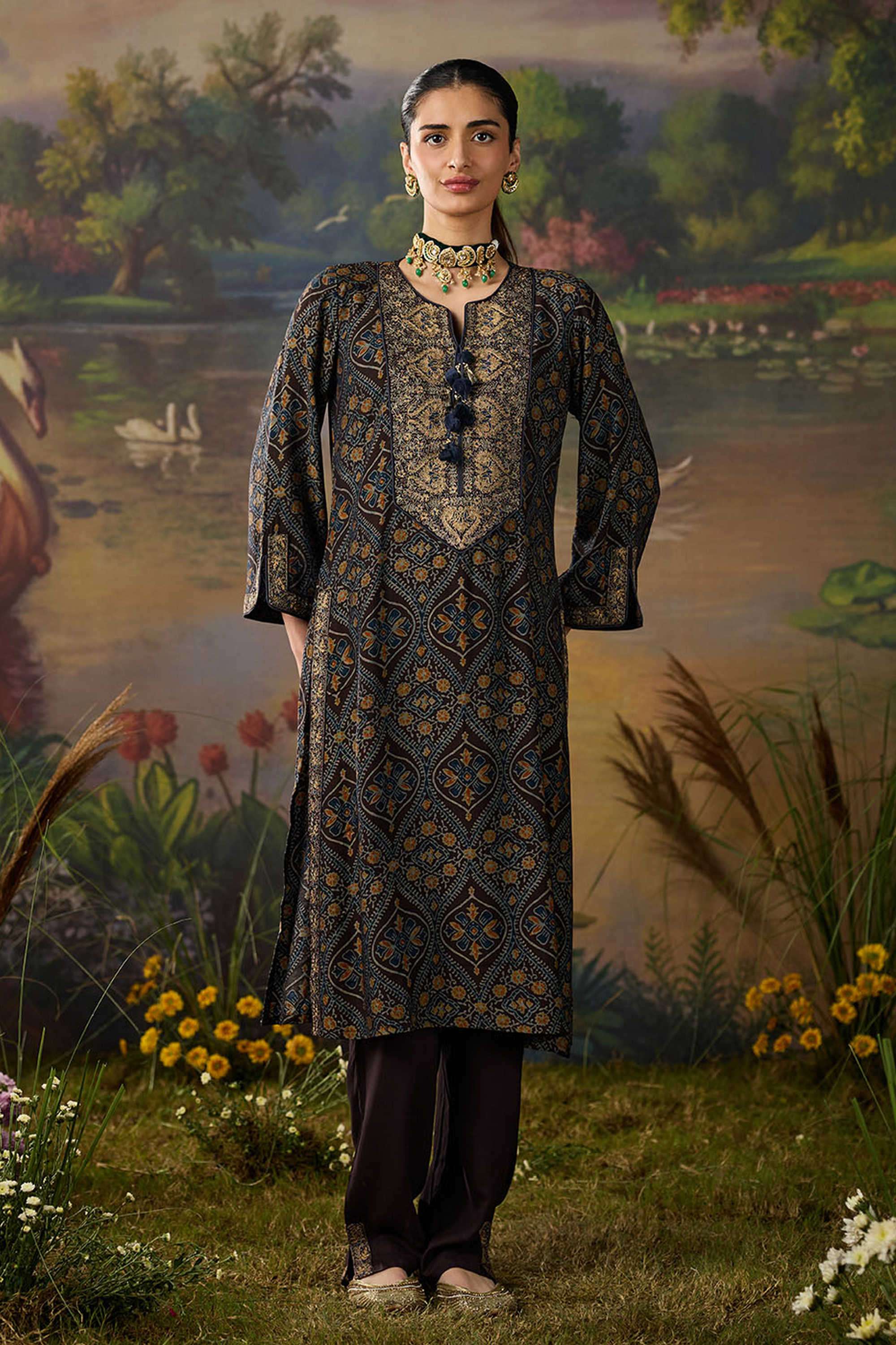 Solid-Viscose-Women-s-Festive-Wear-Kurta-Set