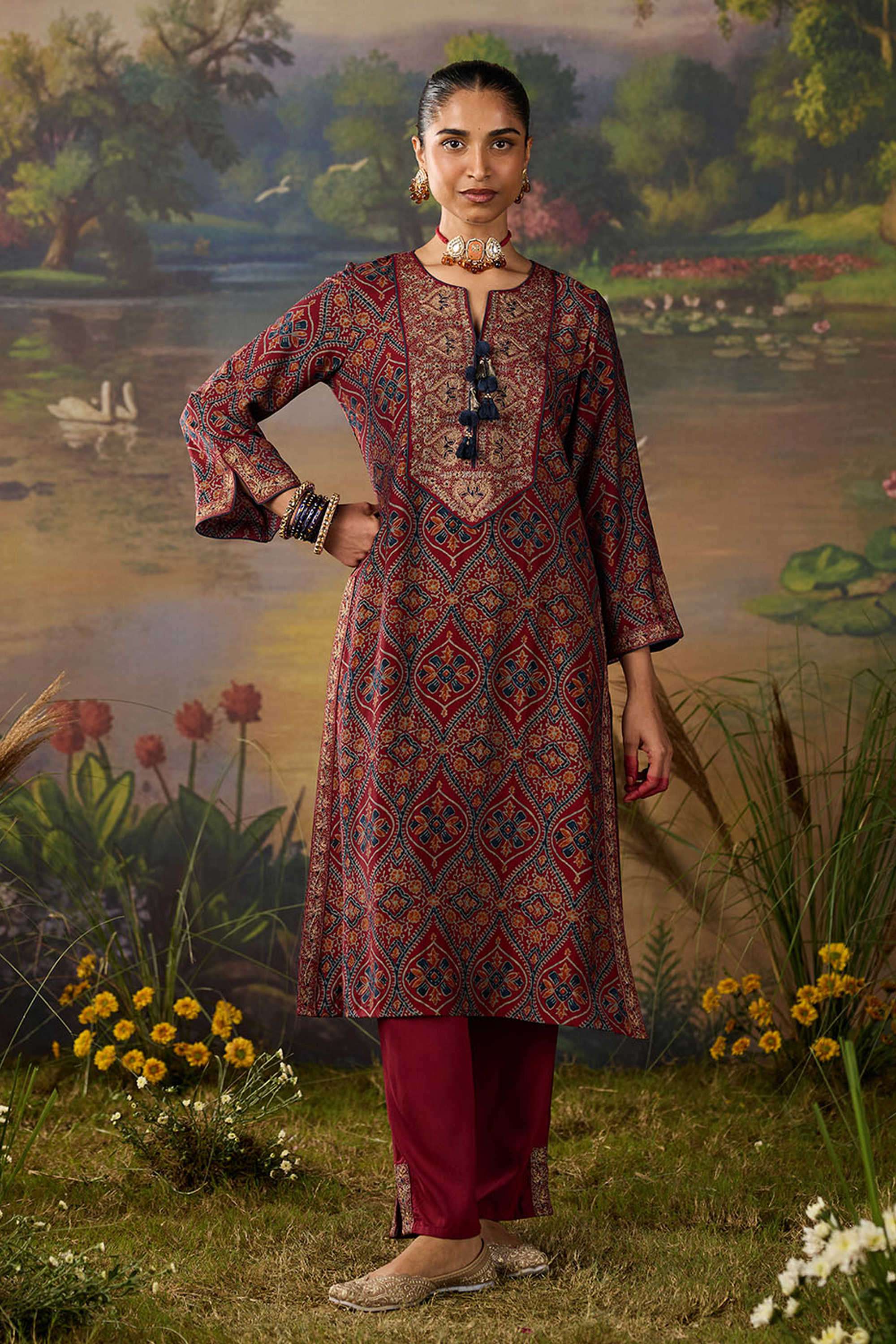 Solid-Viscose-Women-s-Festive-Wear-Kurta-Set