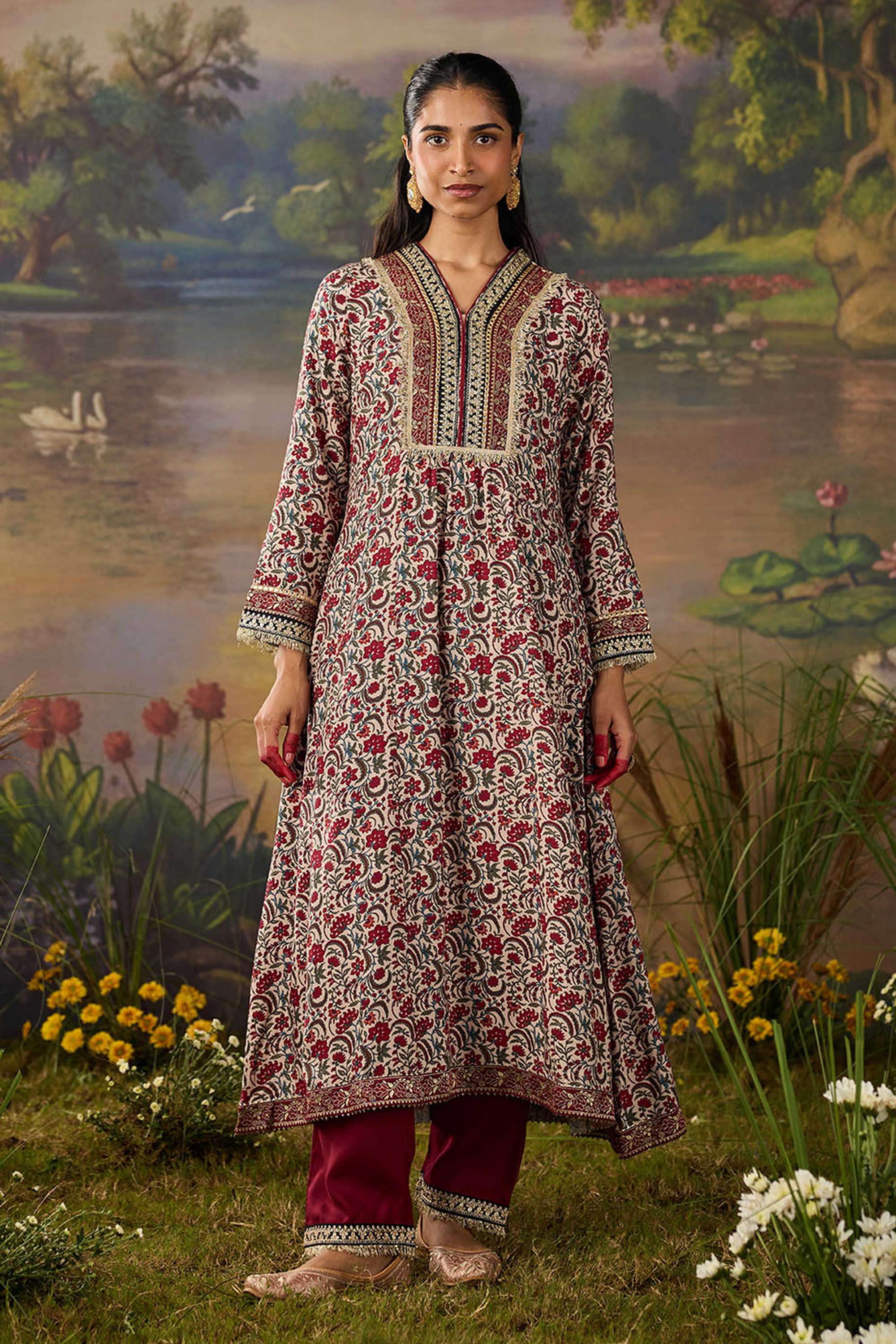 Solid-Rayon-Women-s-Festive-Wear-Kurta-Set