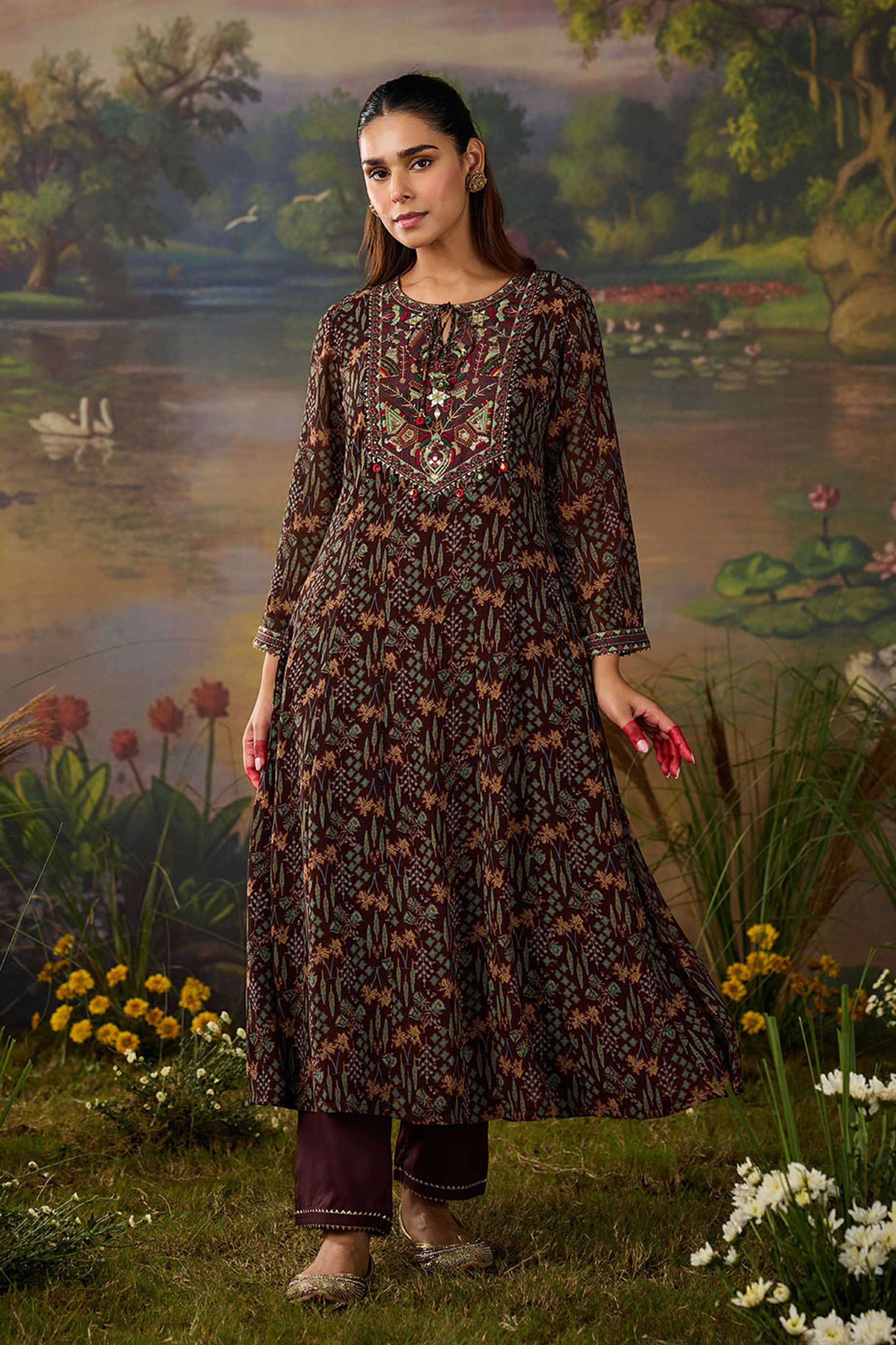 Solid-Silk-Women-s-Festive-Wear-Kurta-Set