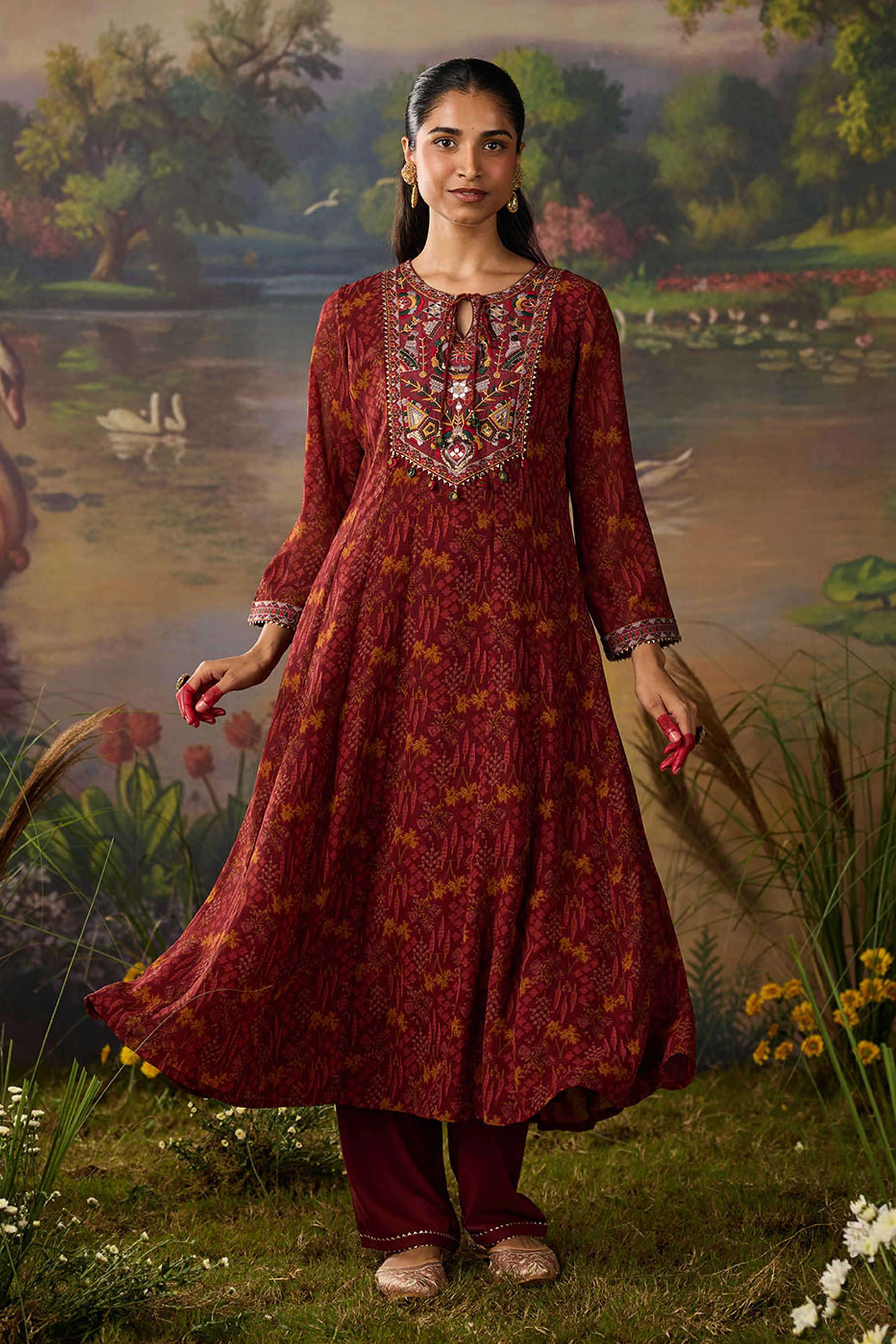 Solid-Silk-Women-s-Festive-Wear-Kurta-Set