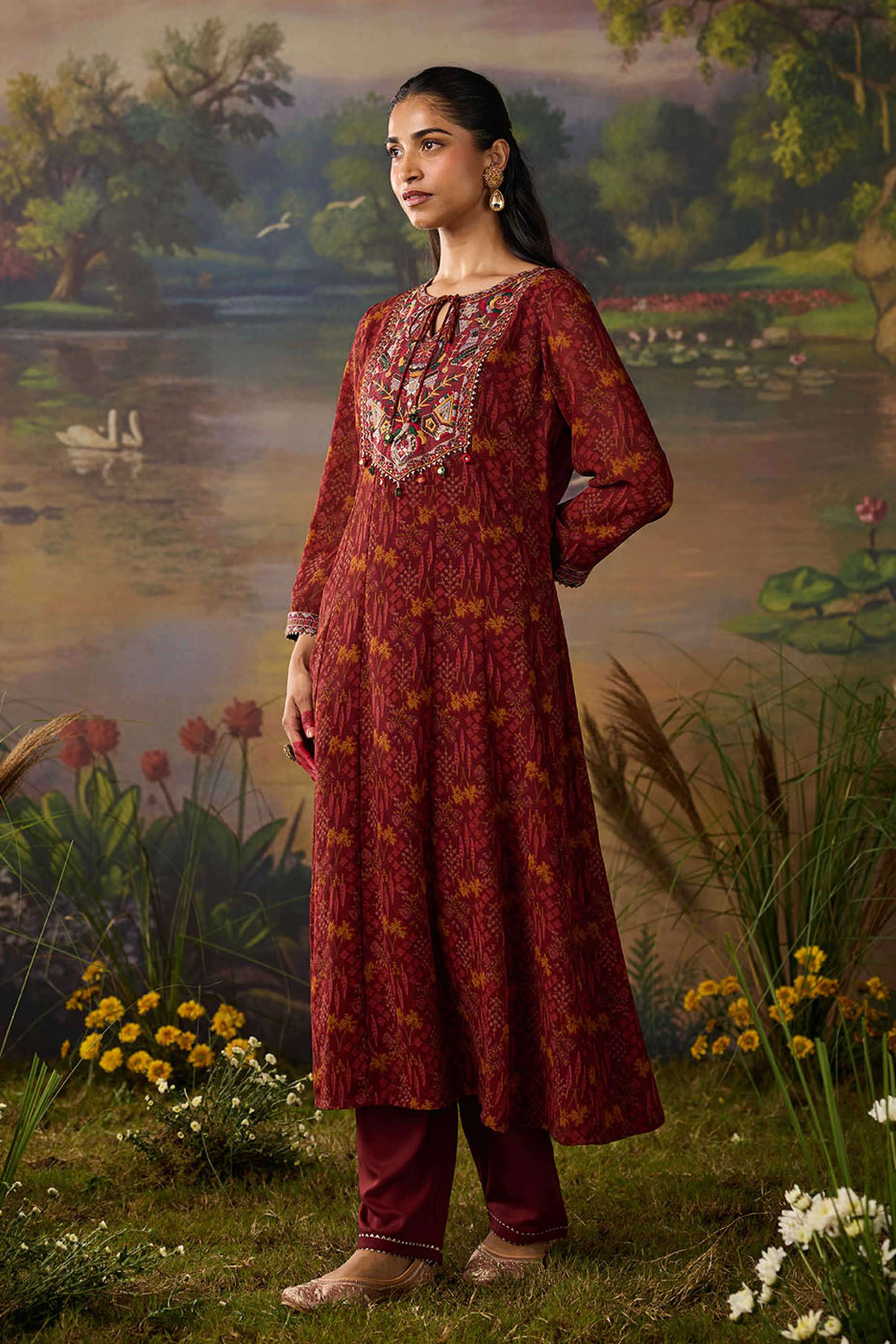 Solid-Silk-Women-s-Festive-Wear-Kurta-Set