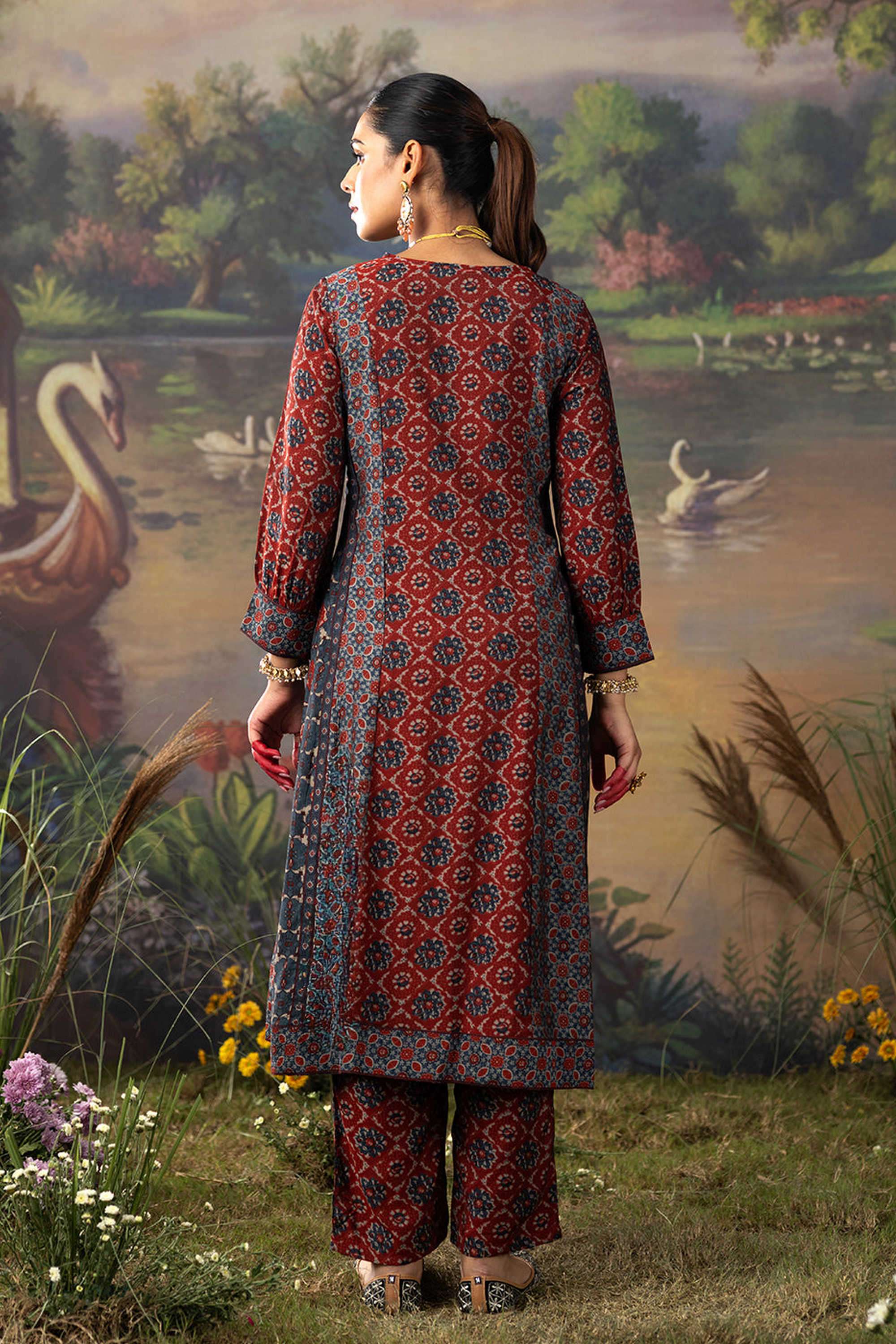 Solid-Polyester-Women-s-Festive-Wear-Kurta