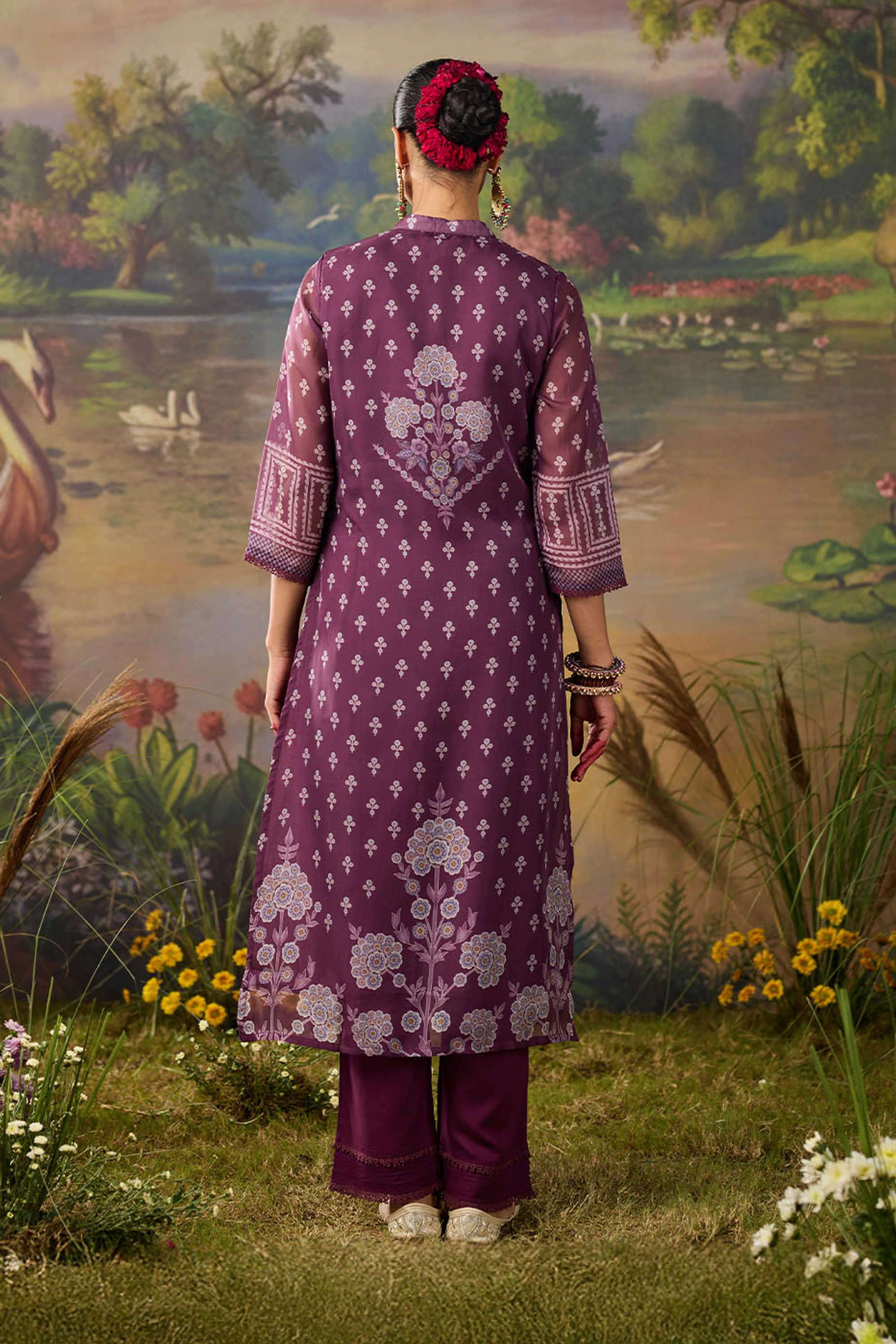 Solid-Polyester-Women-s-Festive-Wear-Kurta-Set