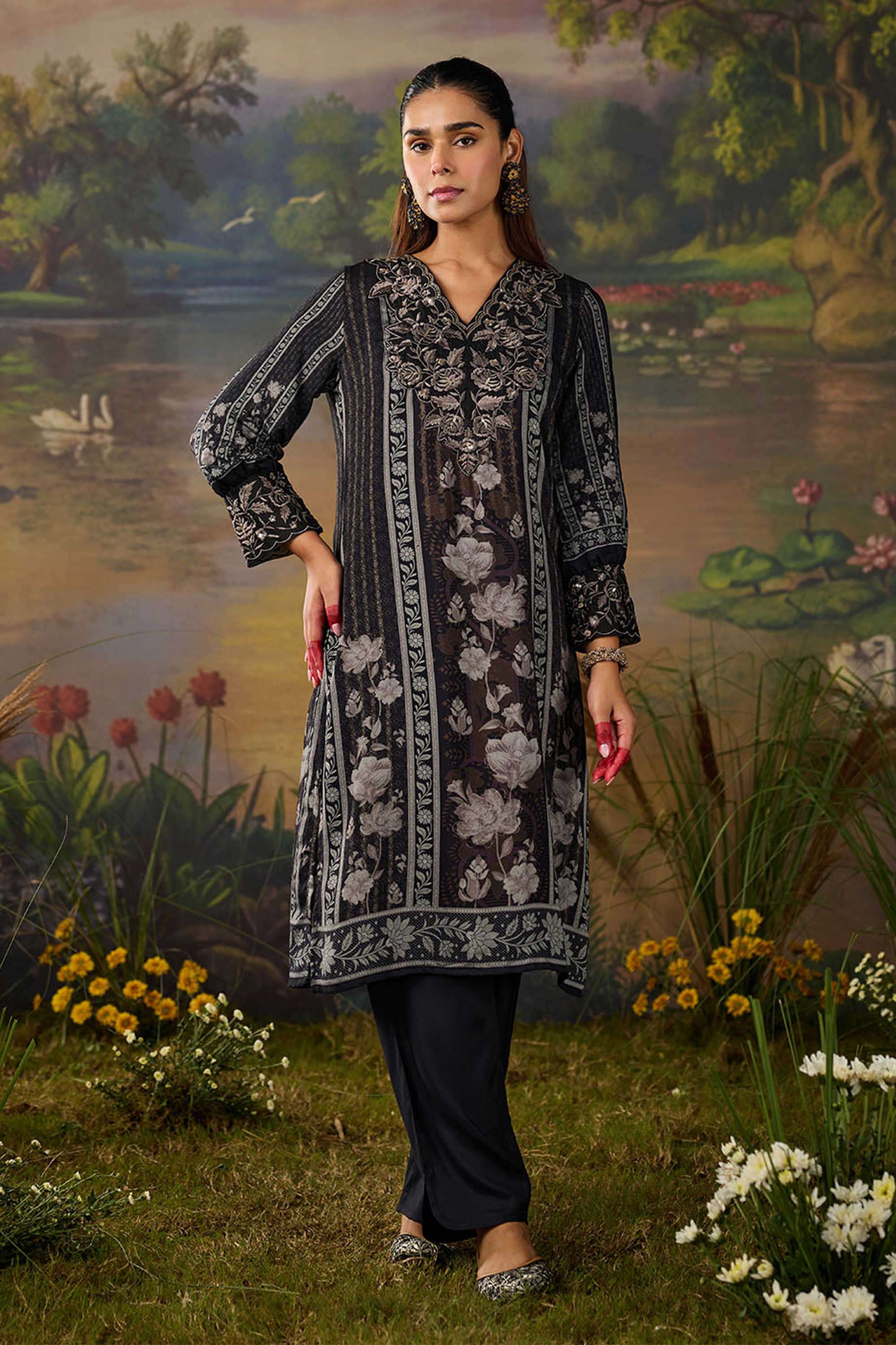 Solid-Viscose-Women-s-Festive-Wear-Kurta-Set