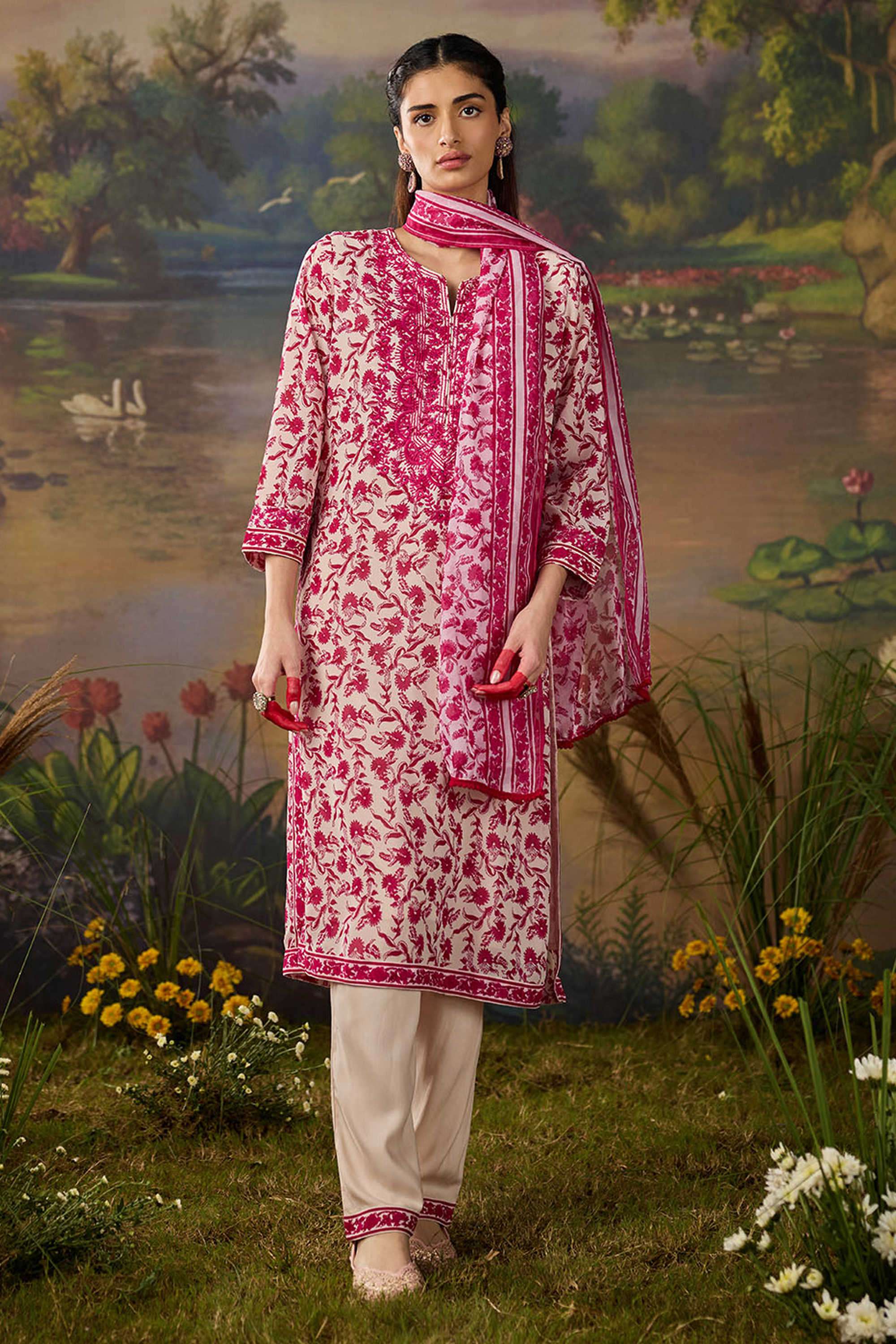 Solid-Polyester-Women-s-Festive-Wear-Kurta-Set