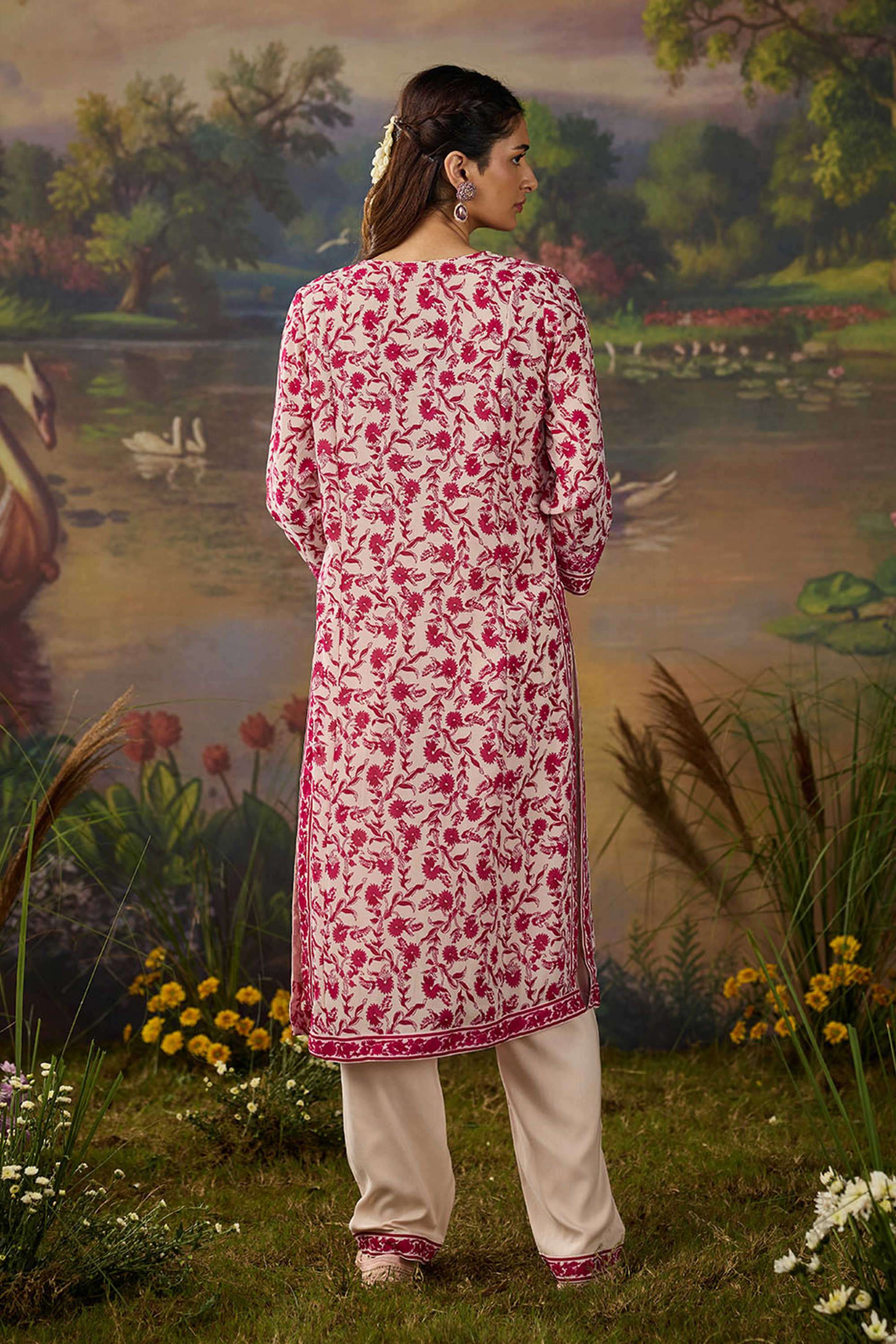 Solid-Polyester-Women-s-Festive-Wear-Kurta-Set