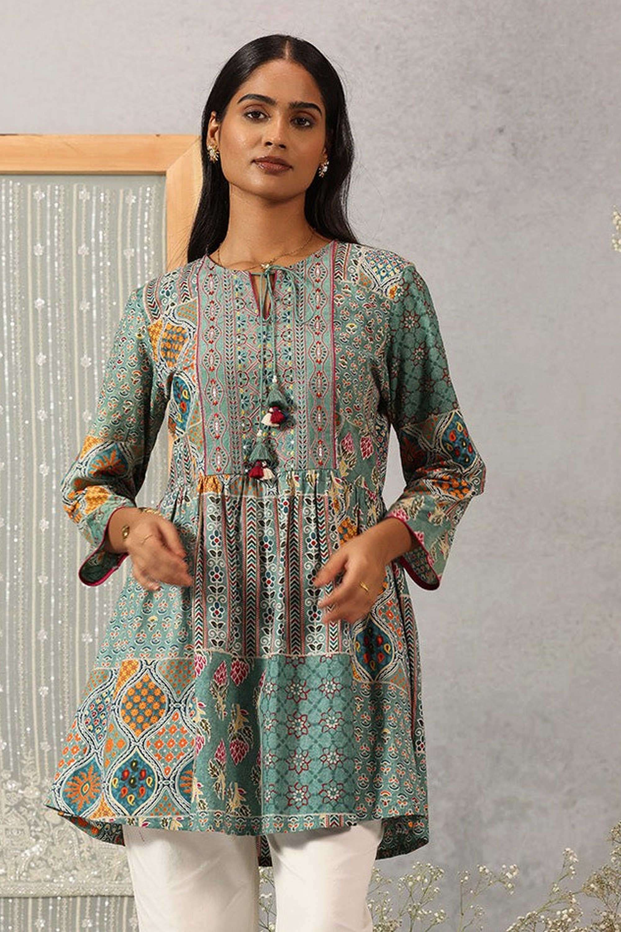 Solid-Cotton-Women-s-Tunic