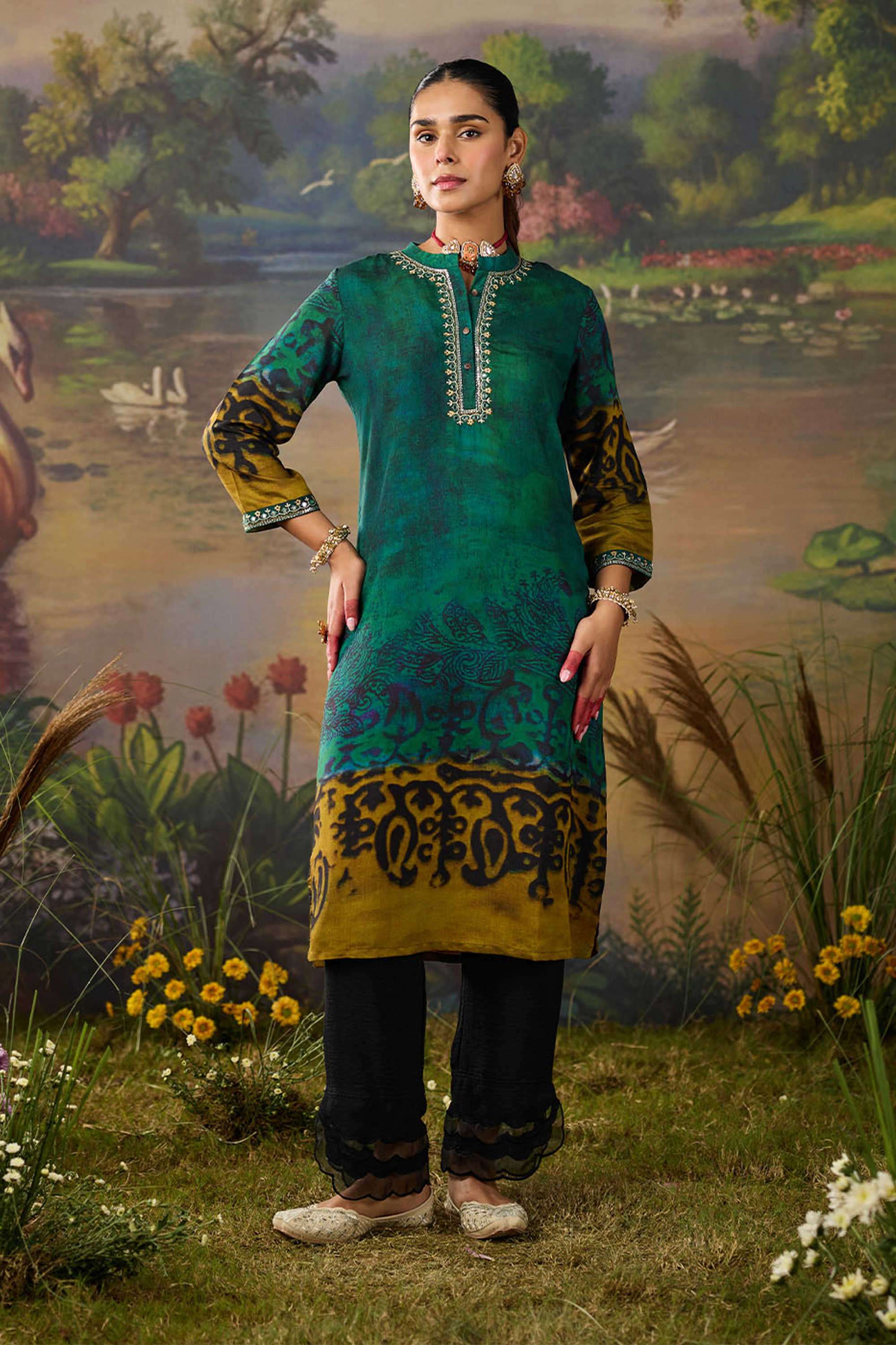 Solid-Viscose-Women-s-Festive-Wear-Kurta