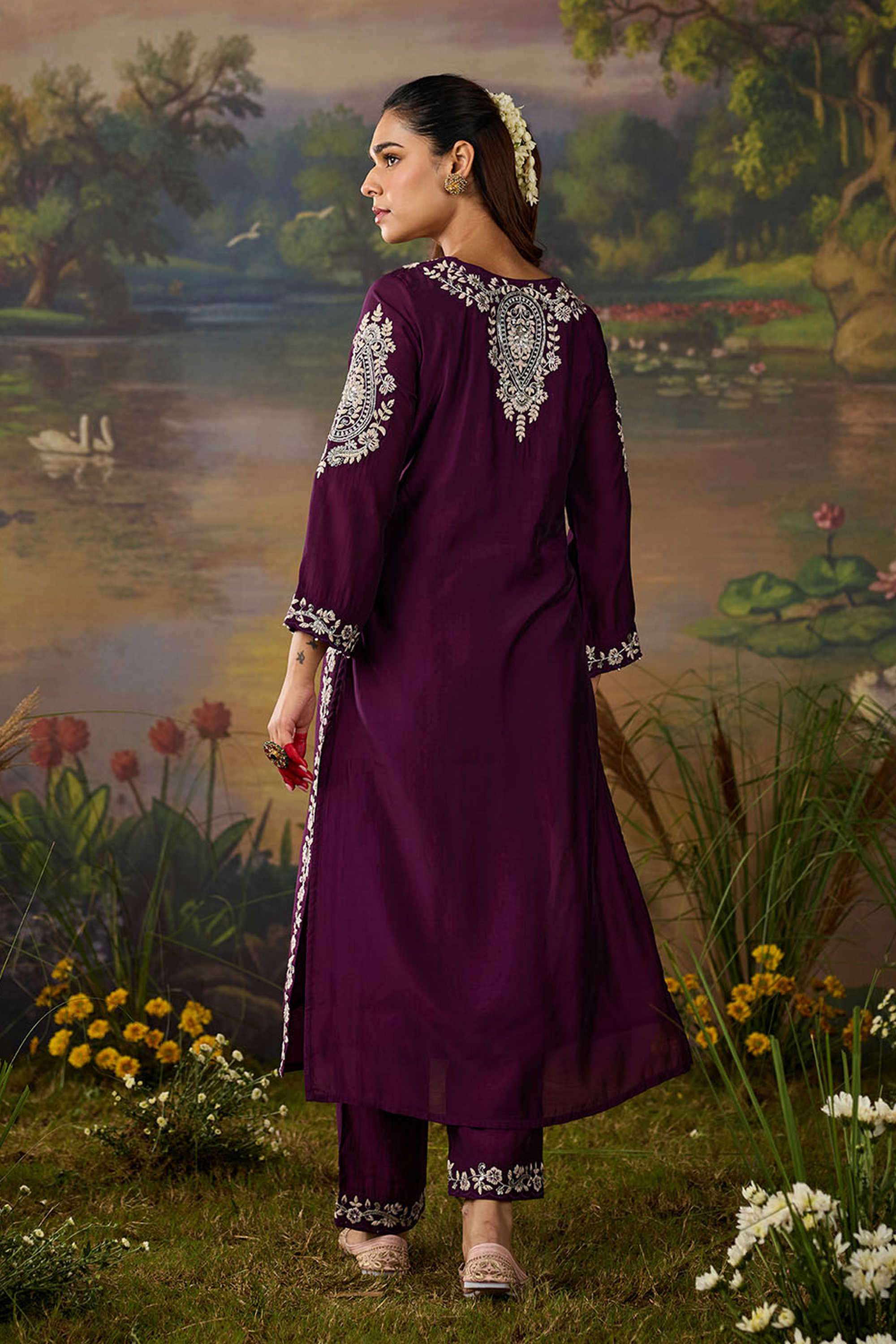 Solid-Silk-Women-s-Festive-Wear-Kurta-Set