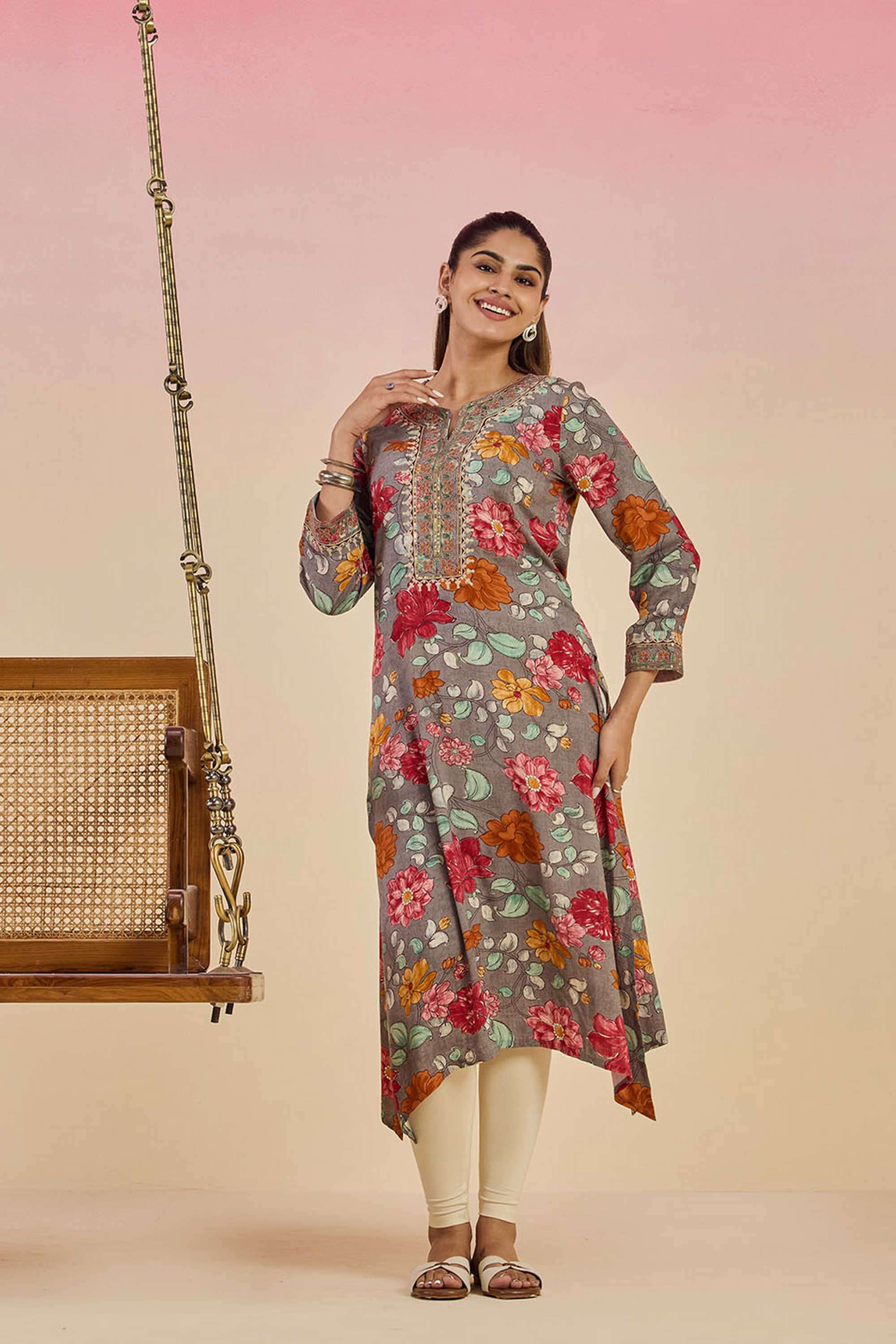 Solid-Rayon-Women-s-Festive-Wear-Kurta