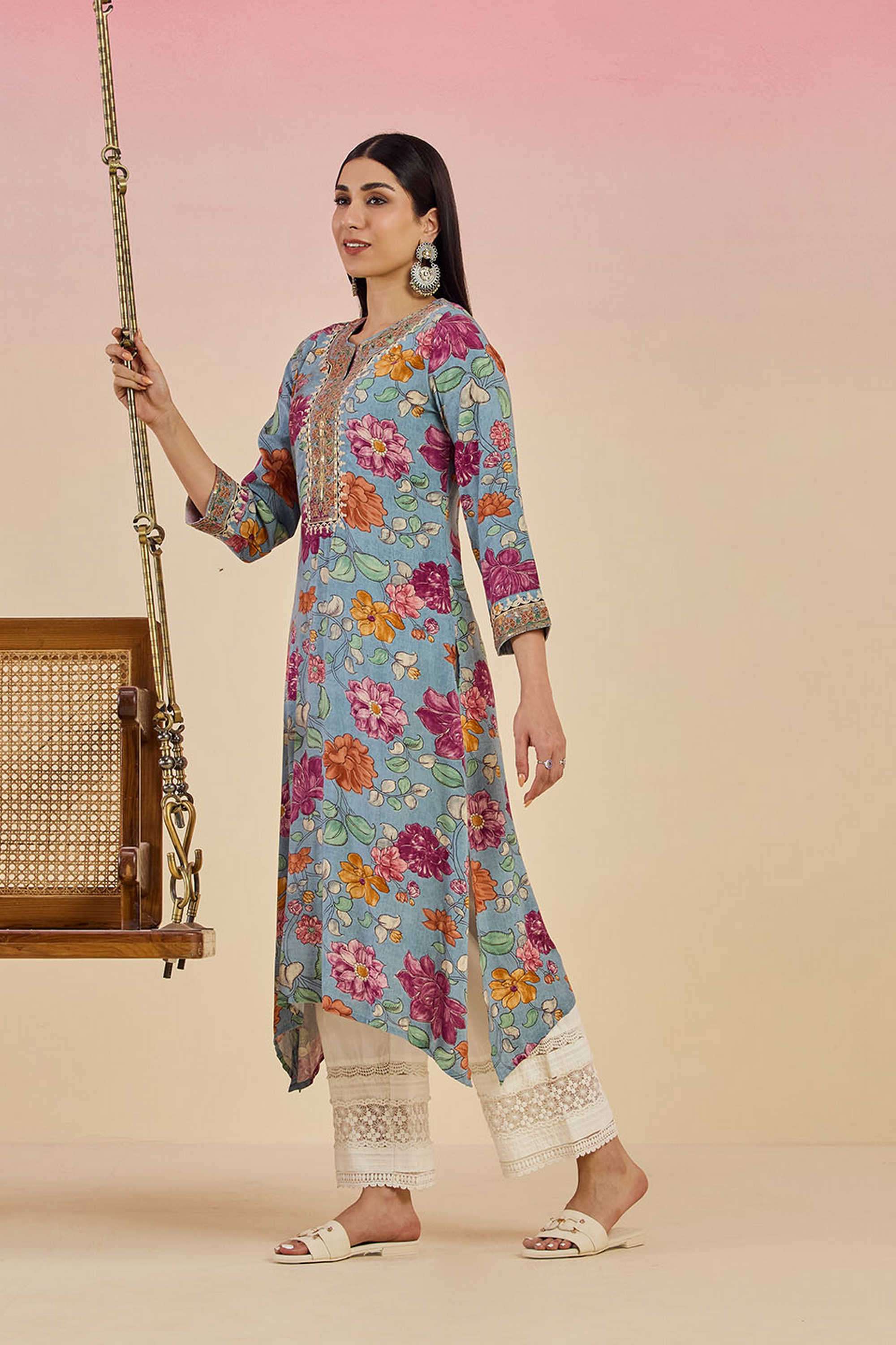 Solid-Rayon-Women-s-Festive-Wear-Kurta