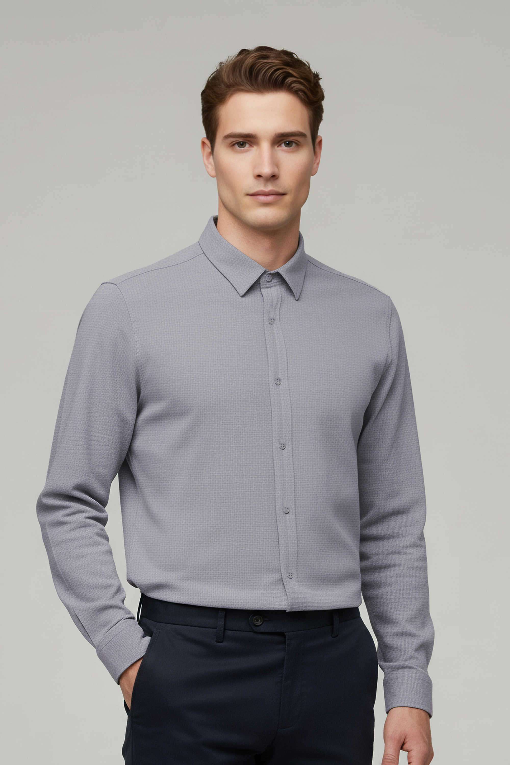 Solid-Cotton-Regular-Fit-Men-s-Casual-Shirt
