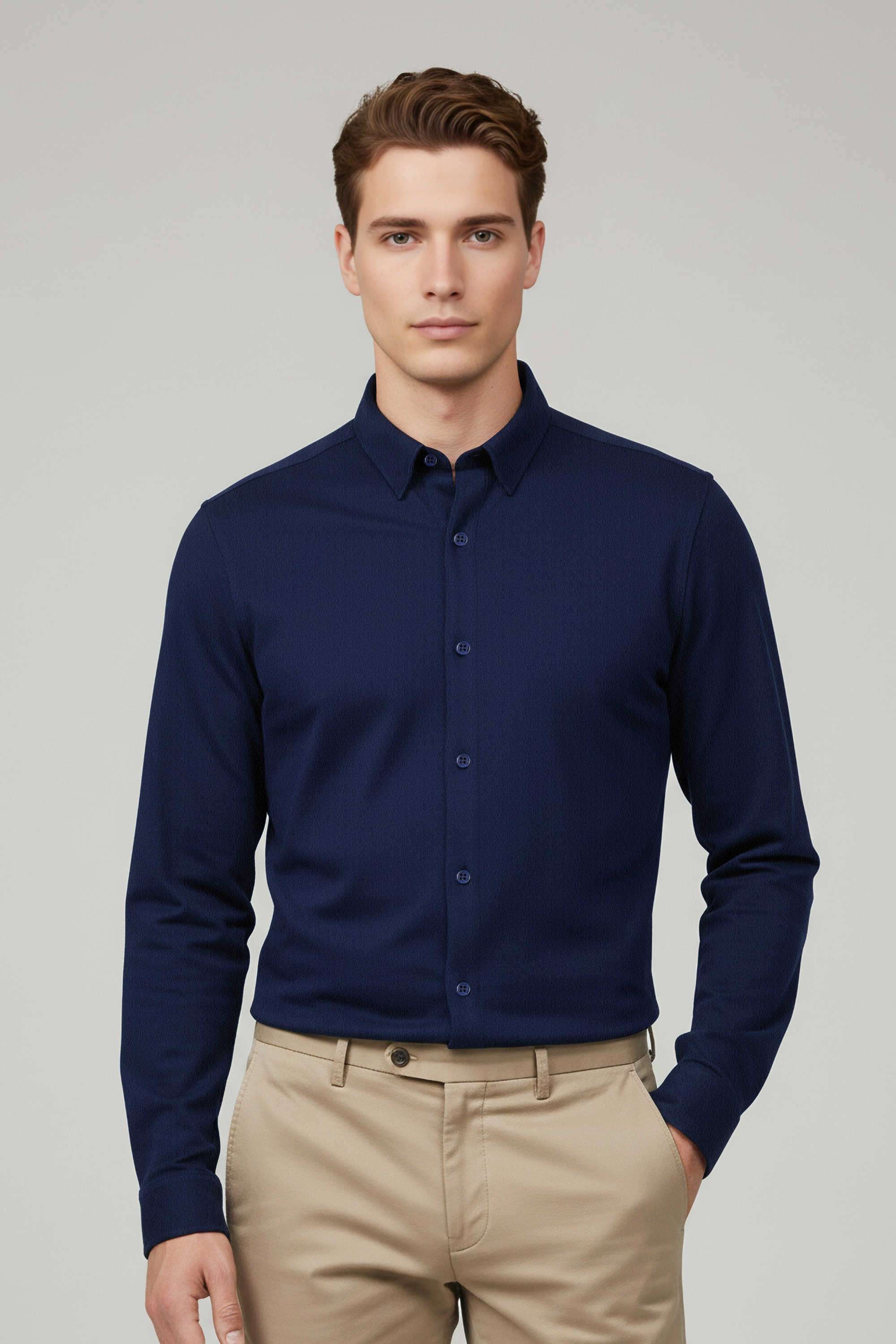 Solid-Cotton-Regular-Fit-Men-s-Casual-Shirt