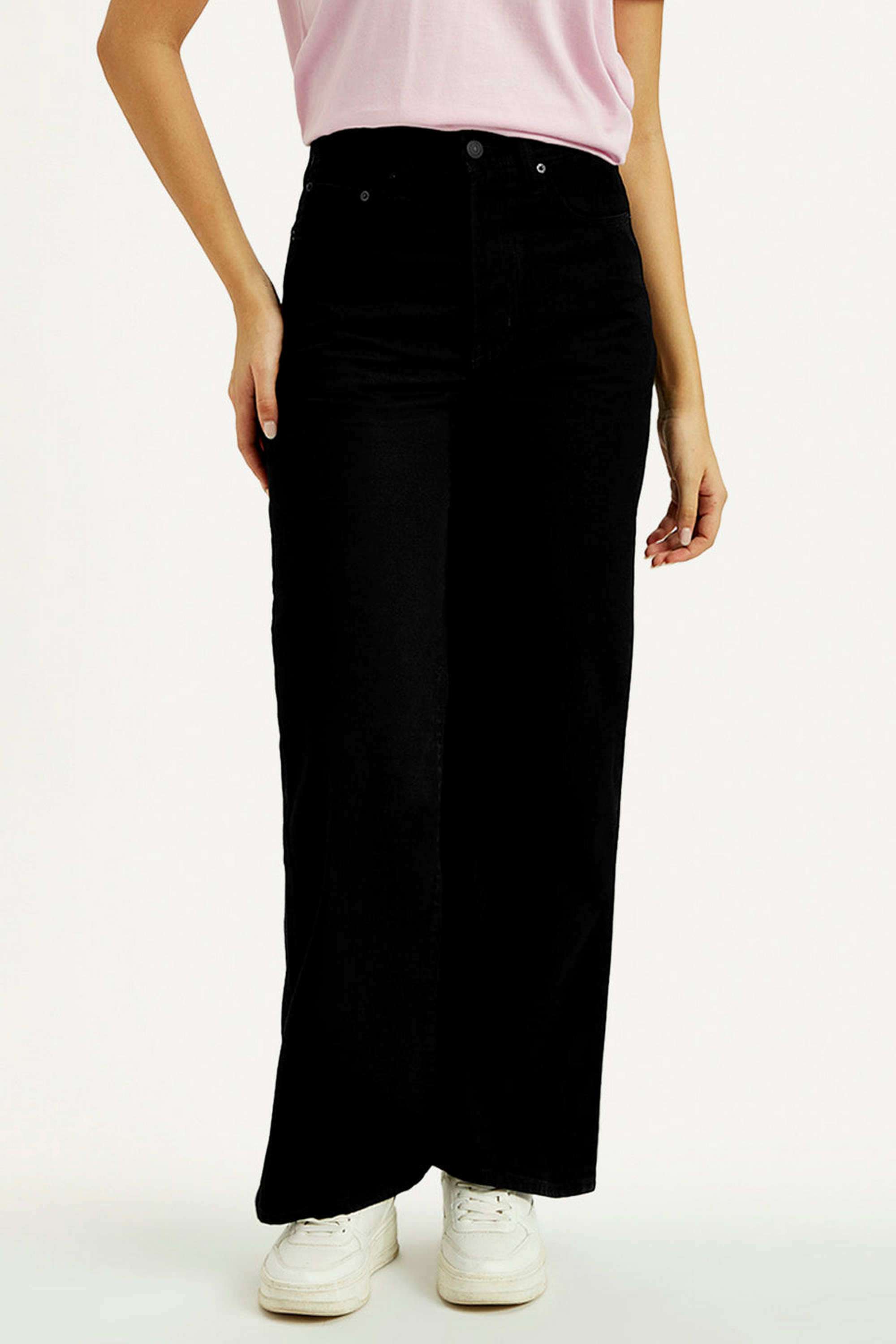 Solid-Cotton-Wide-Leg-Fit-Women-s-Jeans