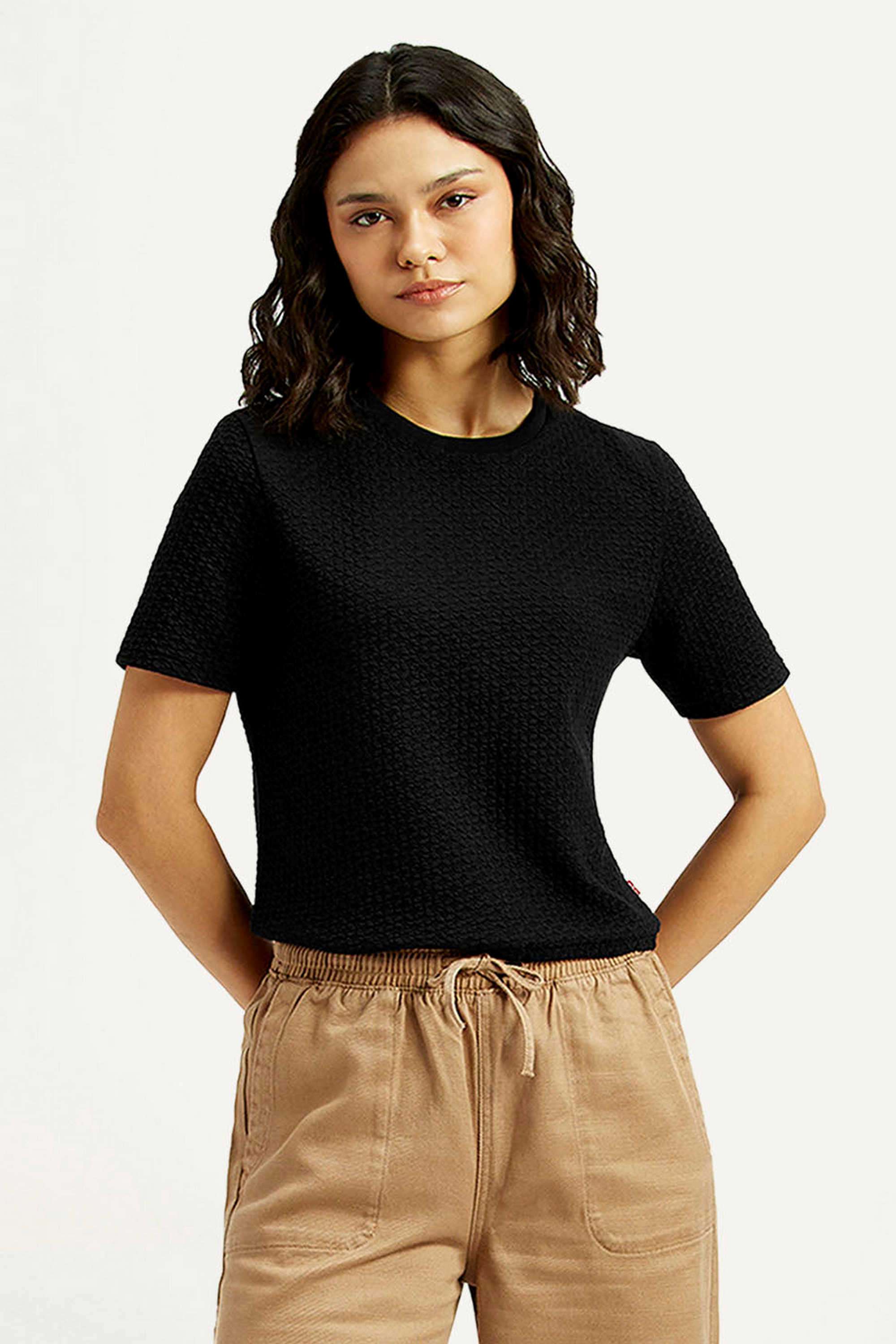 Textured-Cotton-Round-Neck-Women-s-Top