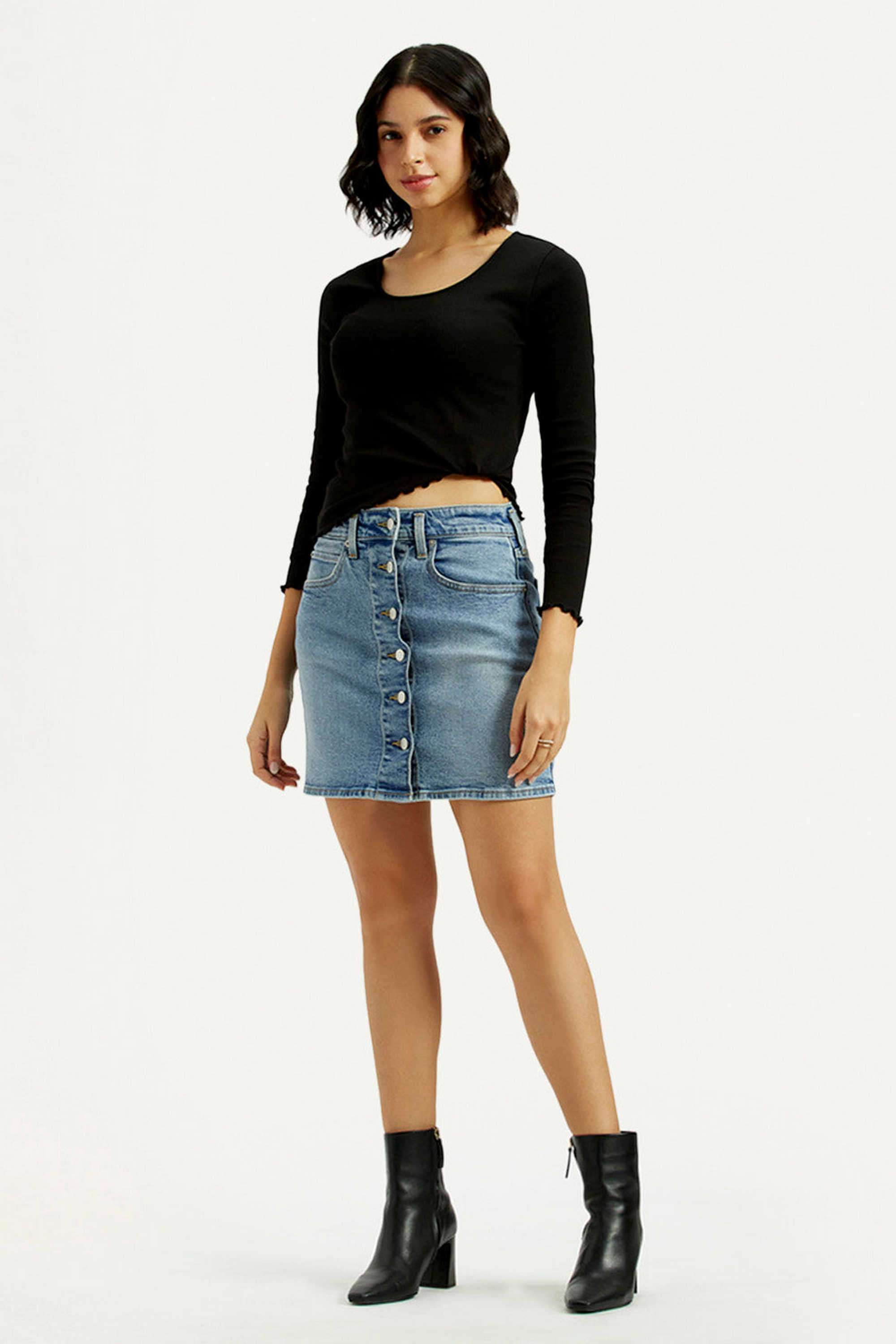 Solid-Cotton-Regular-Fit-Women-s-Skirt