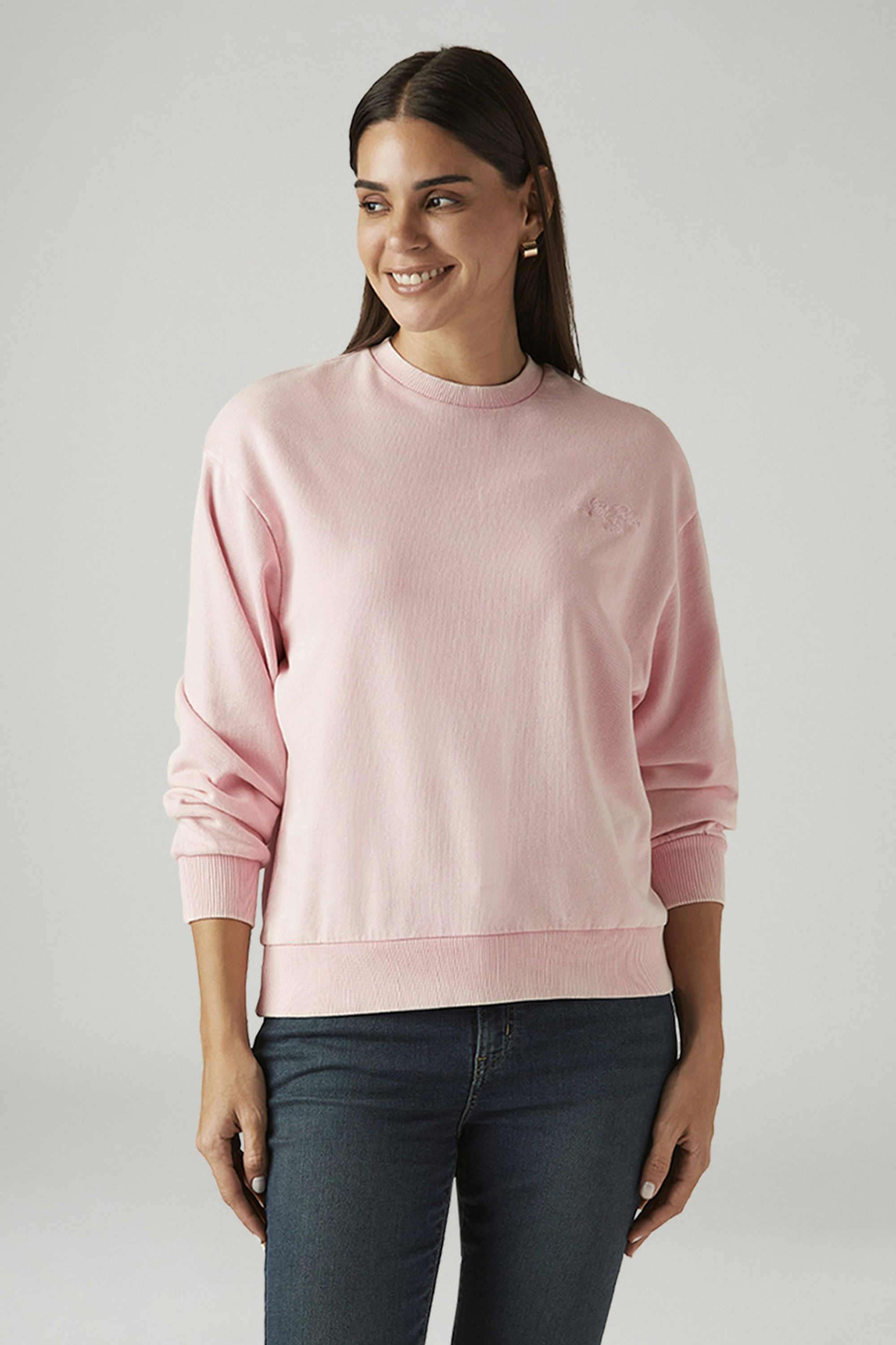 Solid Cotton Round Neck Women's Sweatshirt