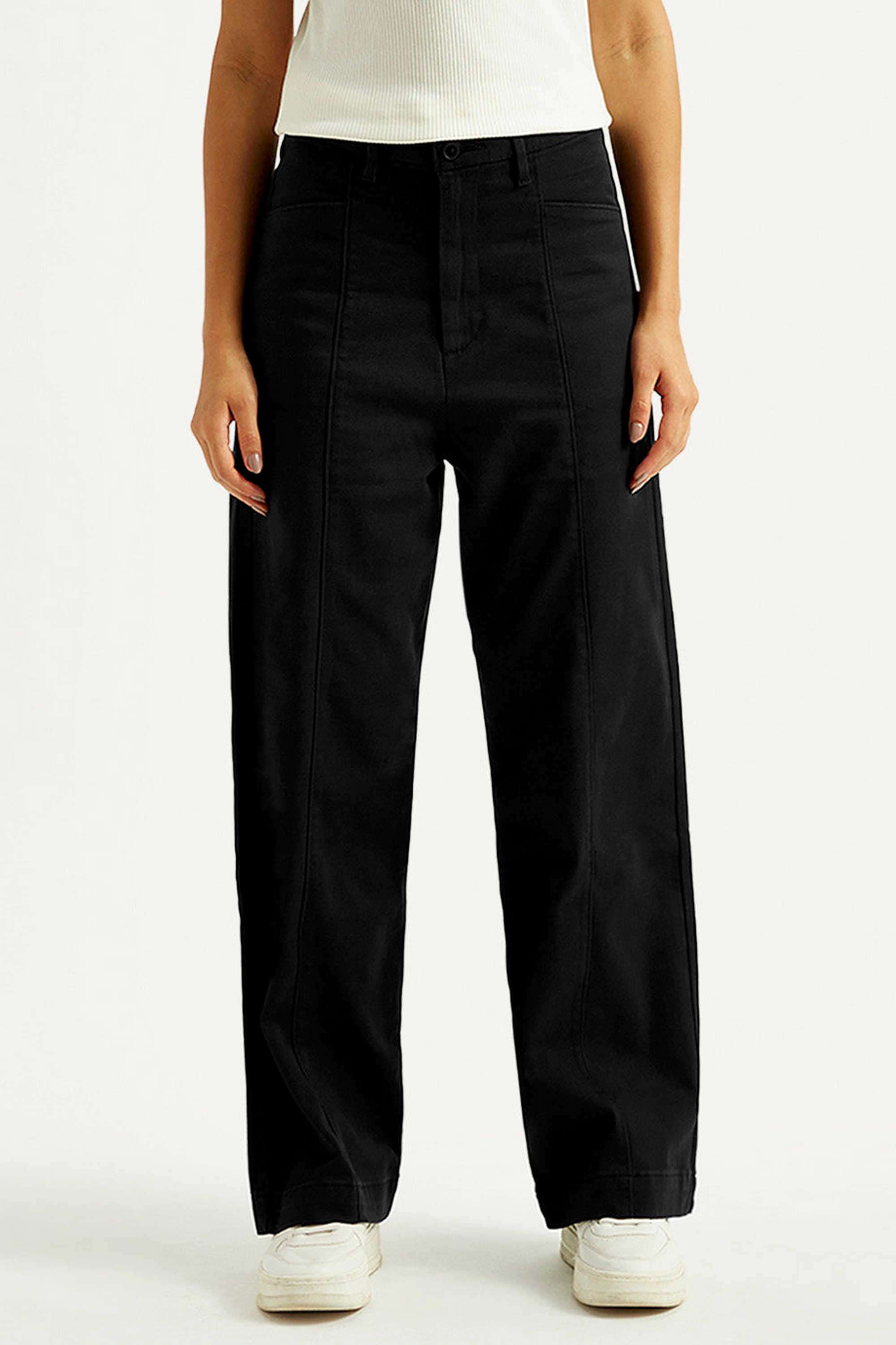 Solid-Cotton-Relaxed-Fit-Women-s-Trousers
