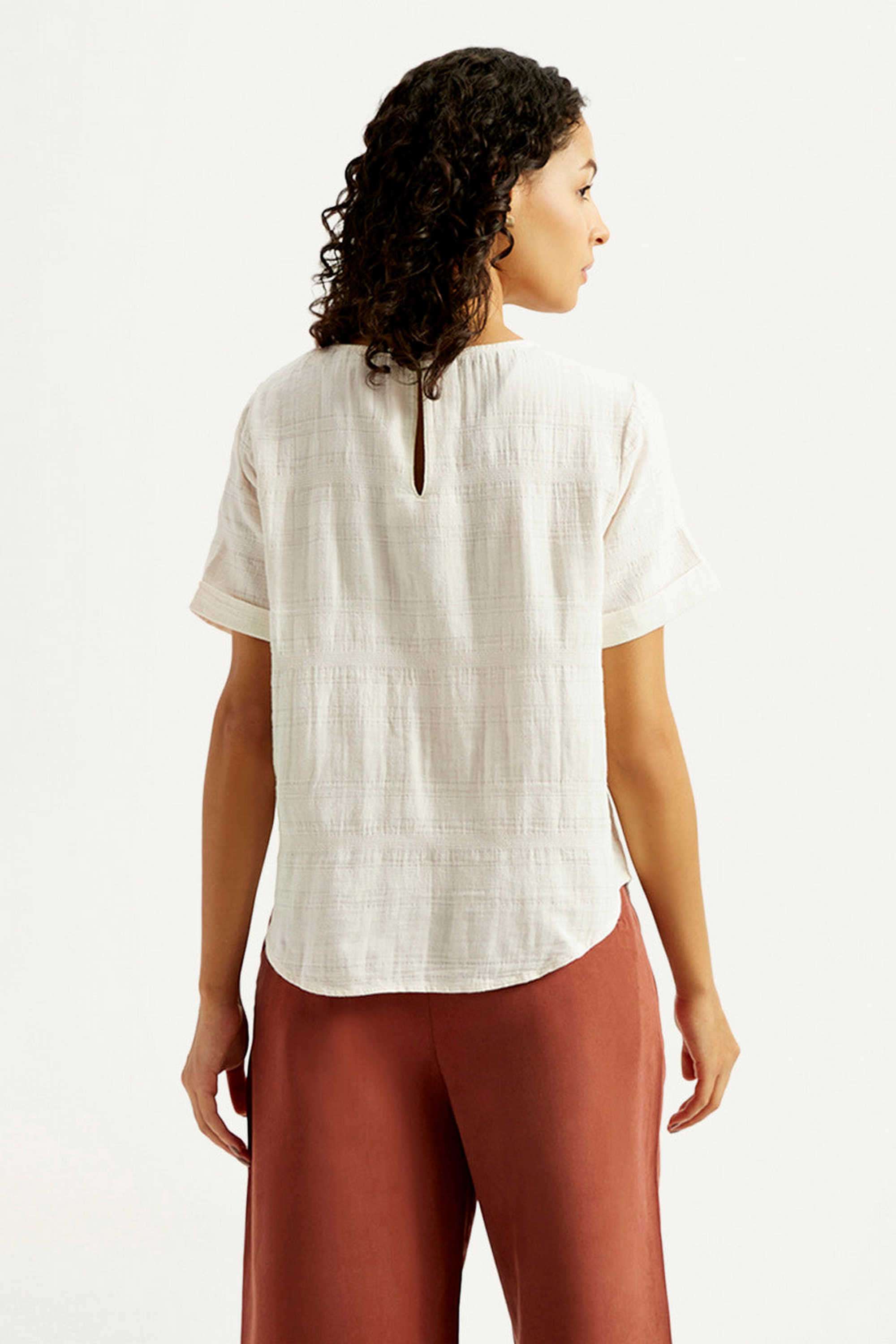 Solid-Cotton-Round-Neck-Women-s-Top