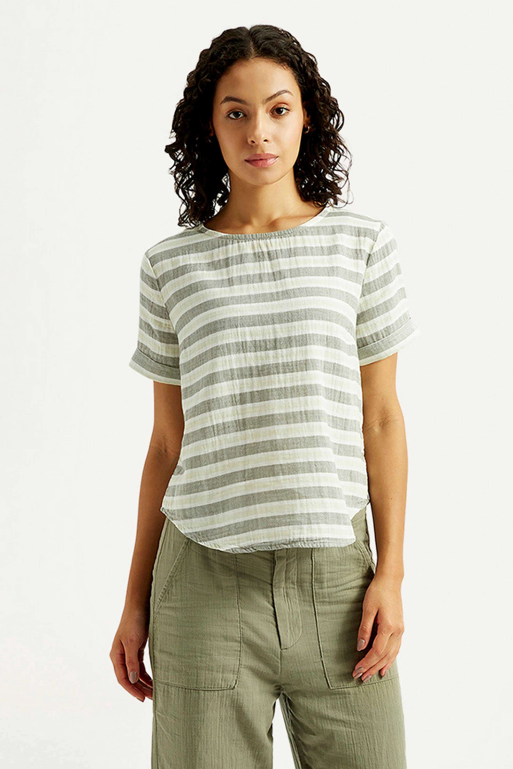 Stripes-Cotton-Round-Neck-Women-s-Top