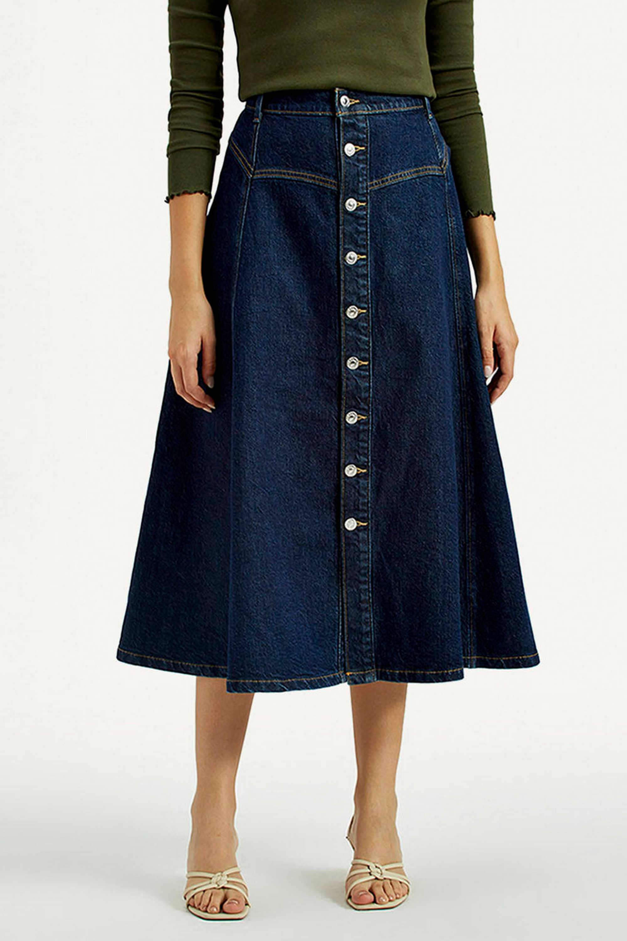 Solid-Cotton-Relaxed-Fit-Women-s-Skirt