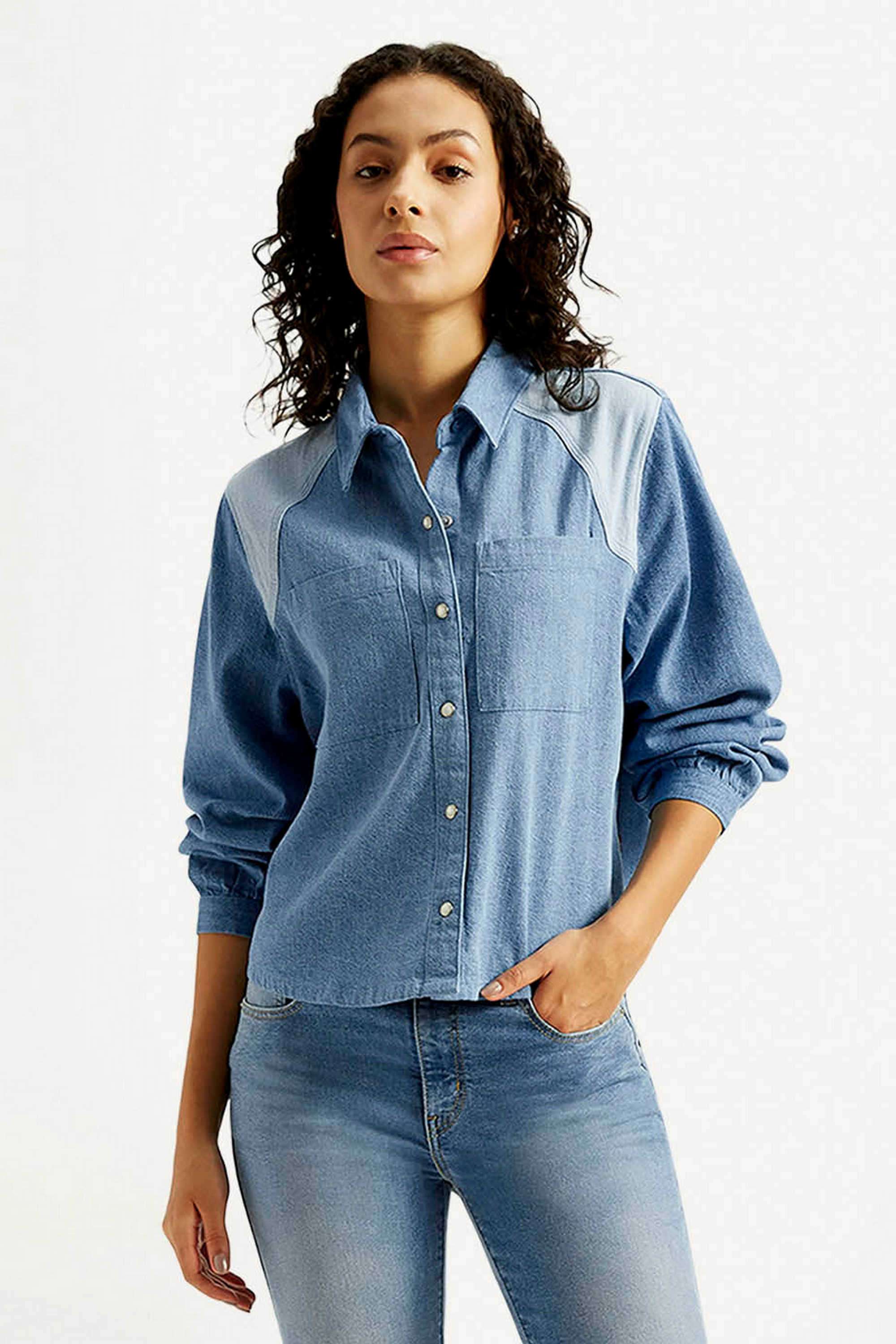 Solid-Cotton-Relaxed-Fit-Women-s-Shirt