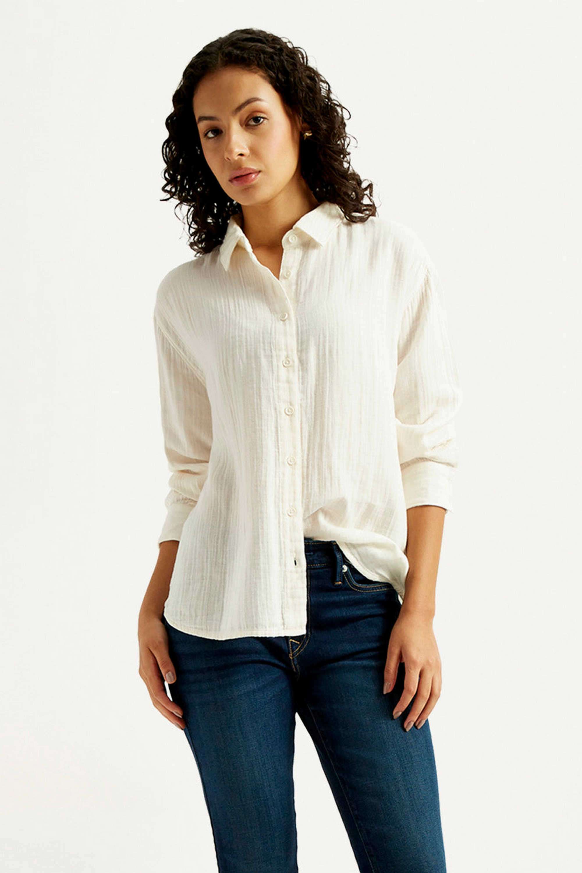 Solid-Cotton-Slim-Fit-Women-s-Shirt