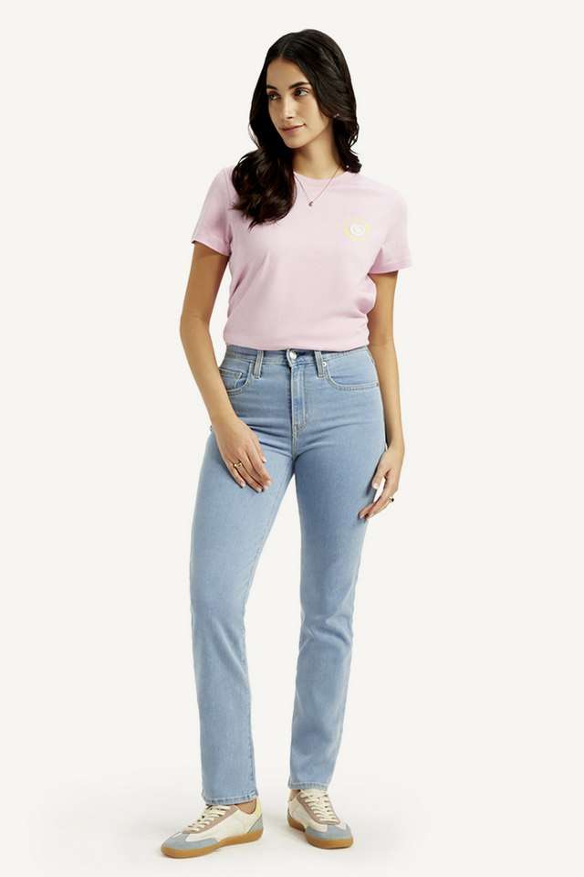 High-Rise-Blended-Fabric-Slim-Fit-Women-s-Jeans