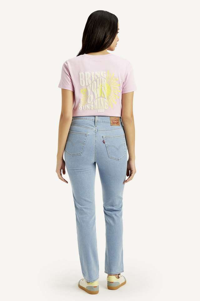 High-Rise-Blended-Fabric-Slim-Fit-Women-s-Jeans