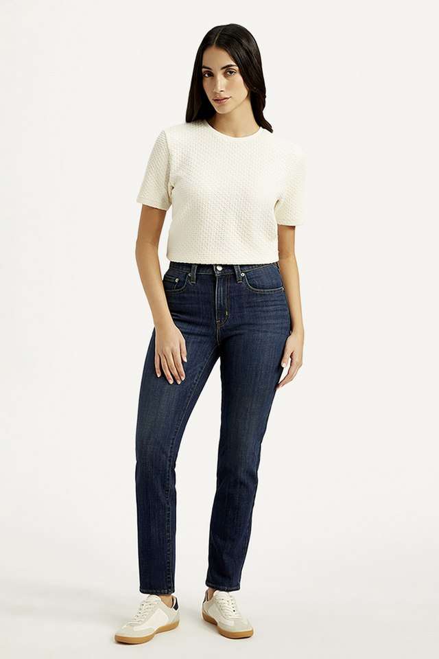 High-Rise-Blended-Fabric-Slim-Fit-Women-s-Jeans