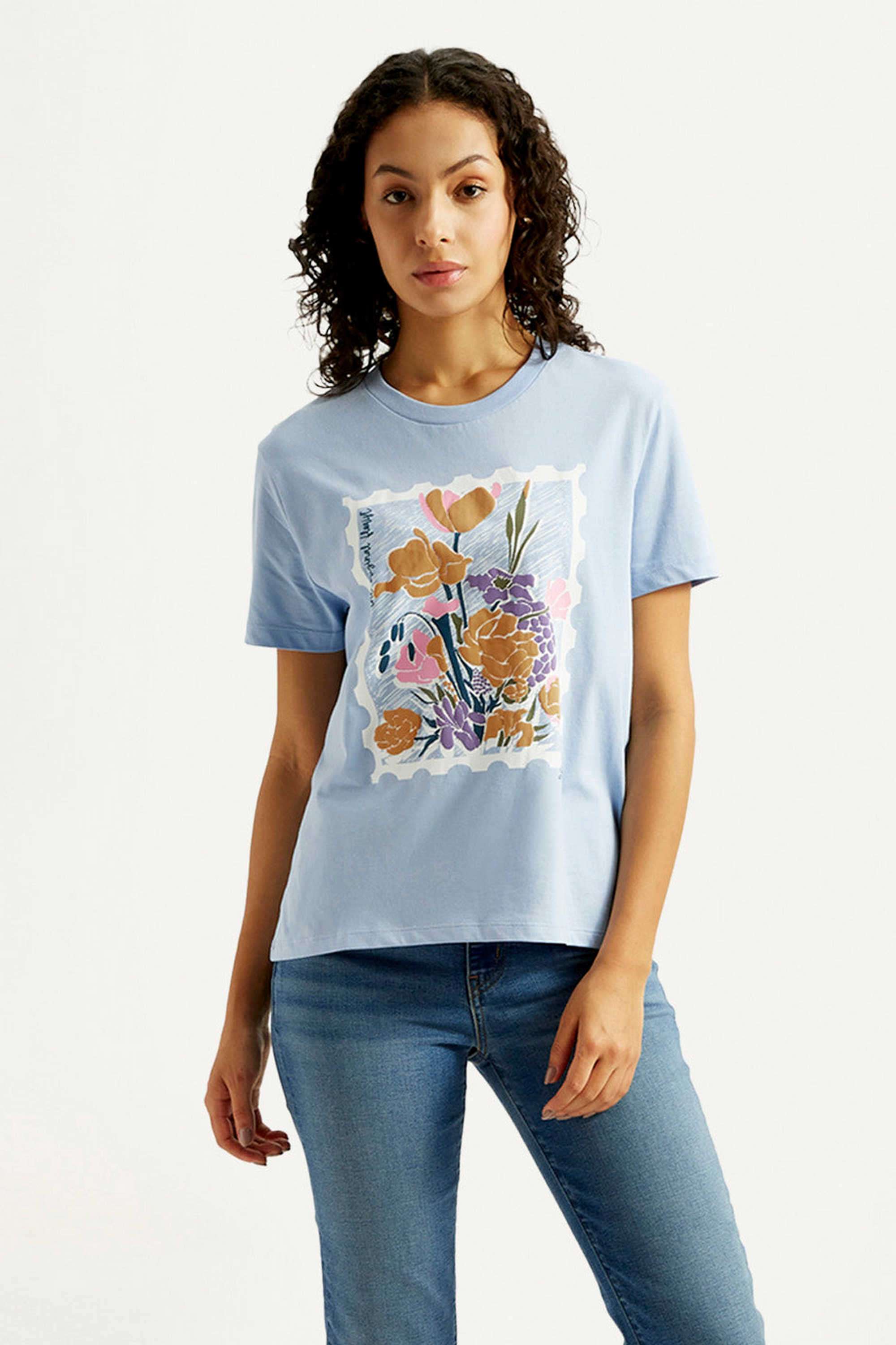 Floral-Cotton-Round-Neck-Women-s-T-Shirt