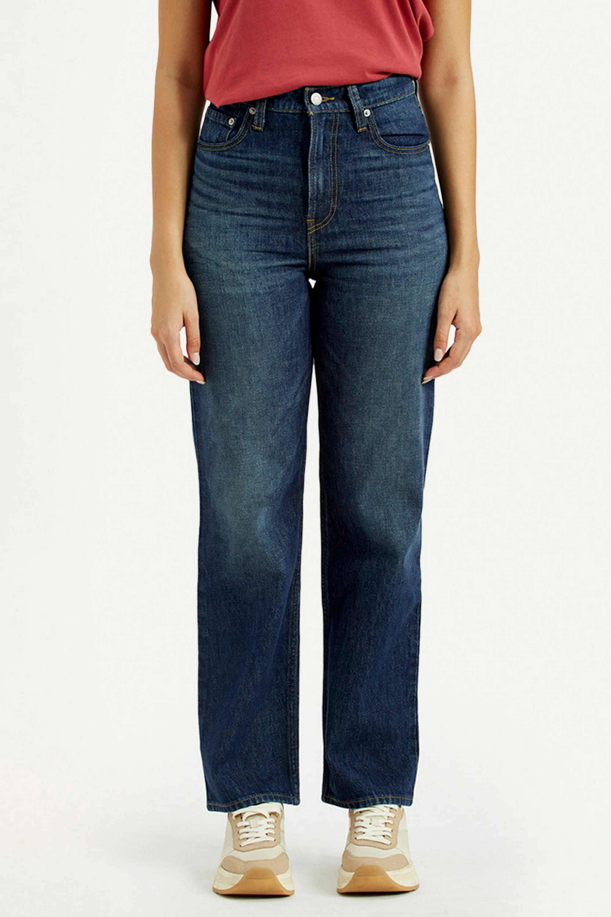 Solid-Cotton-Straight-Fit-Women-s-Jeans