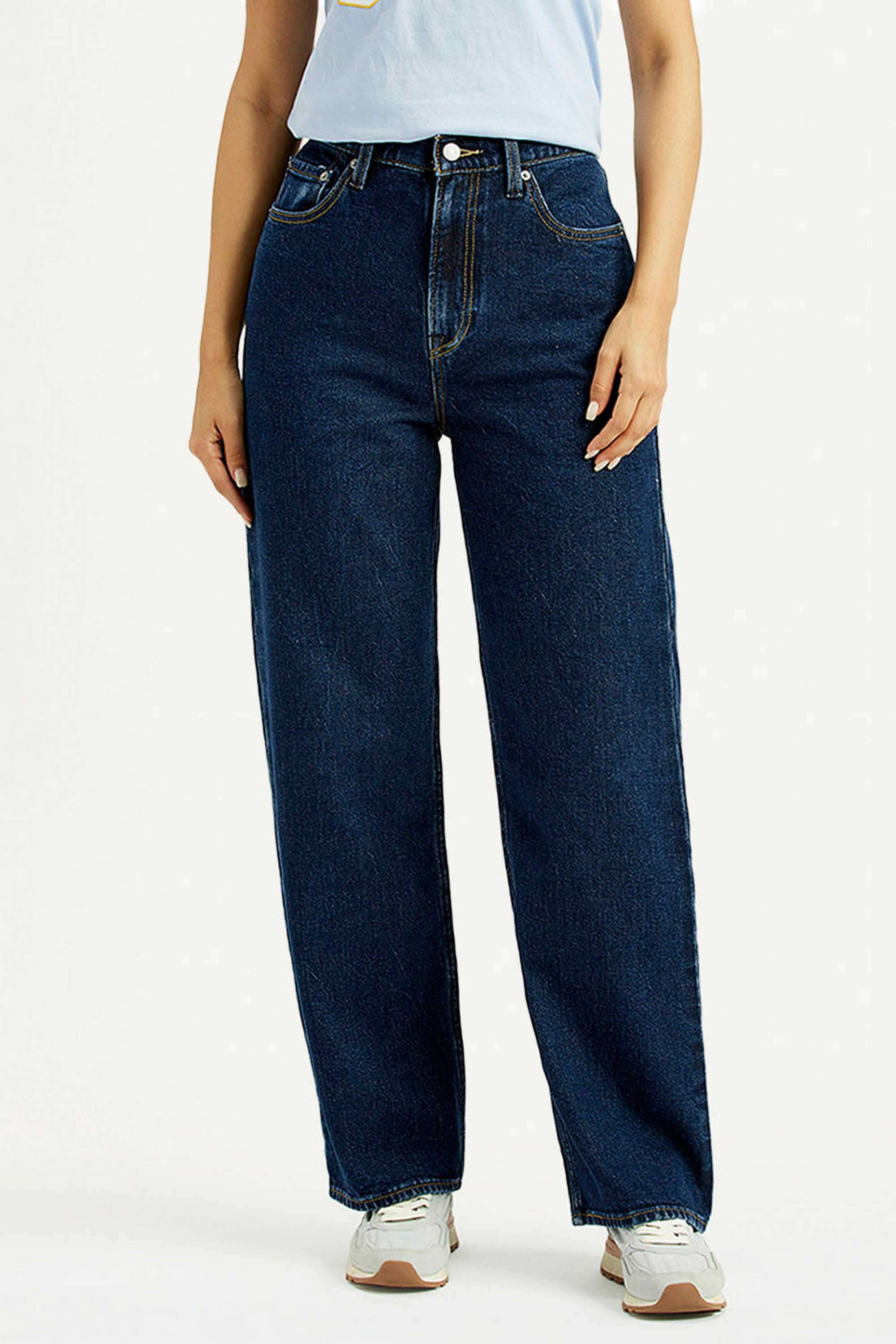 Solid-Cotton-Straight-Fit-Women-s-Jeans