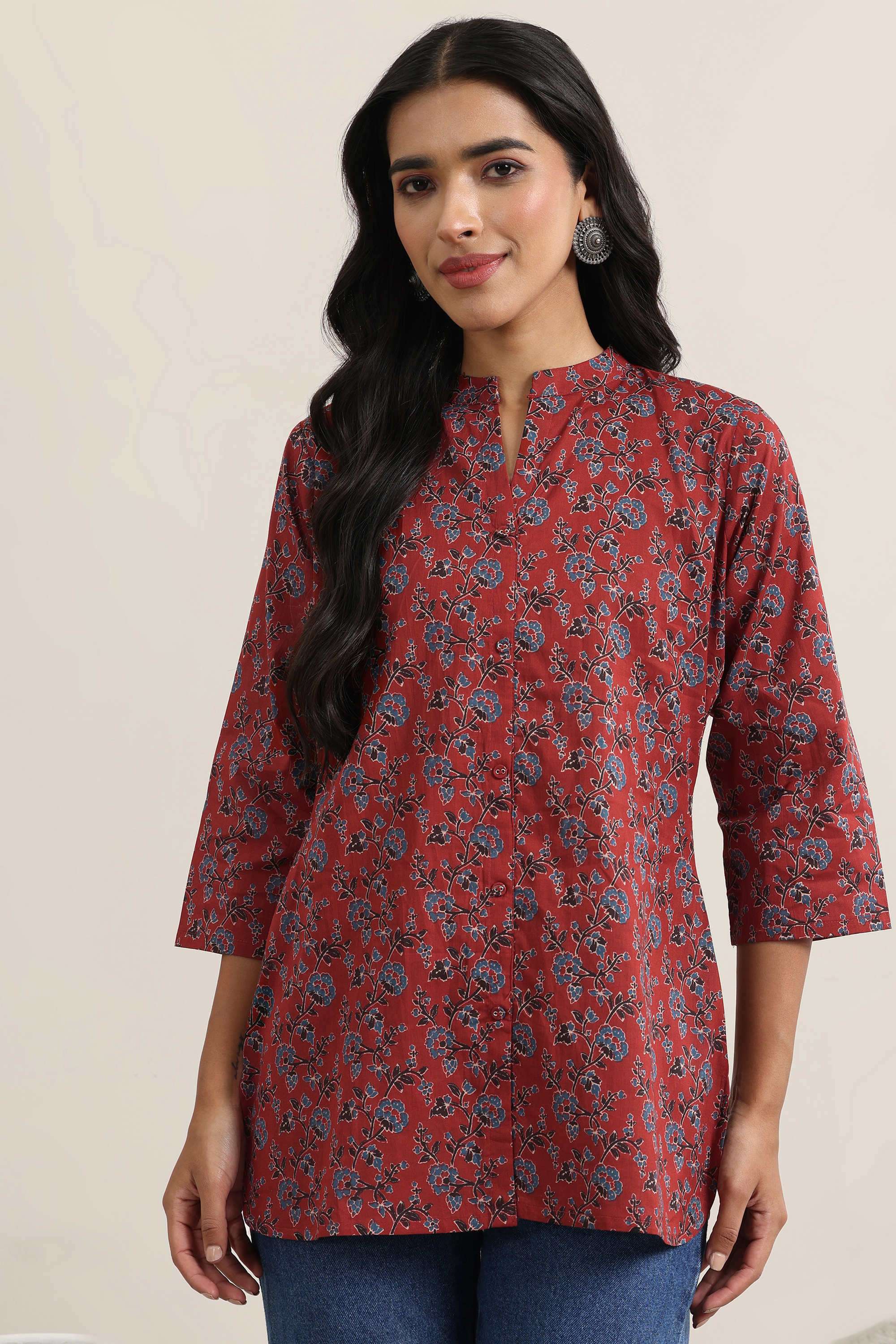 Floral-Cotton-Collared-Women-s-Kurti