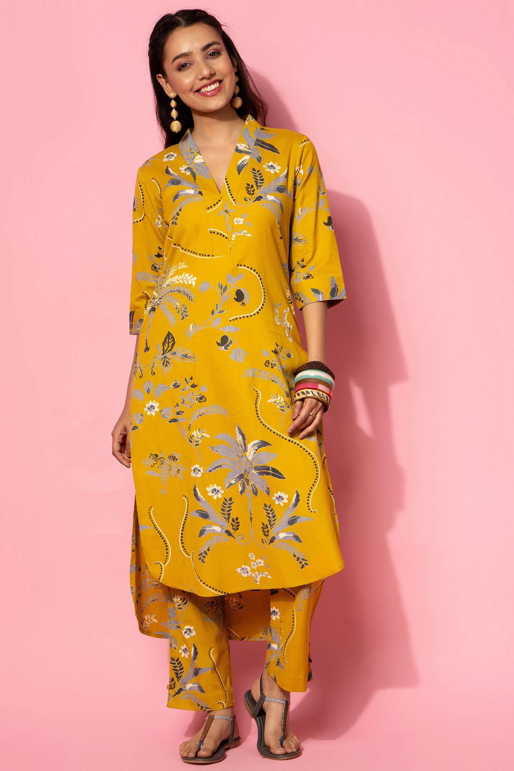 Floral-V-Neck-Cotton-Women-Co-Ord-Set