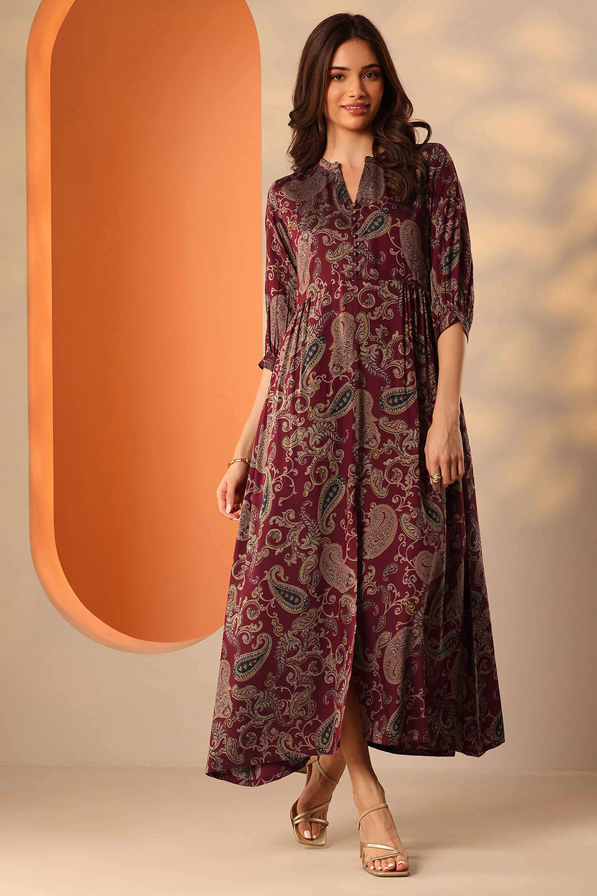 Traditional-Rayon-Collared-Women-s-Dress