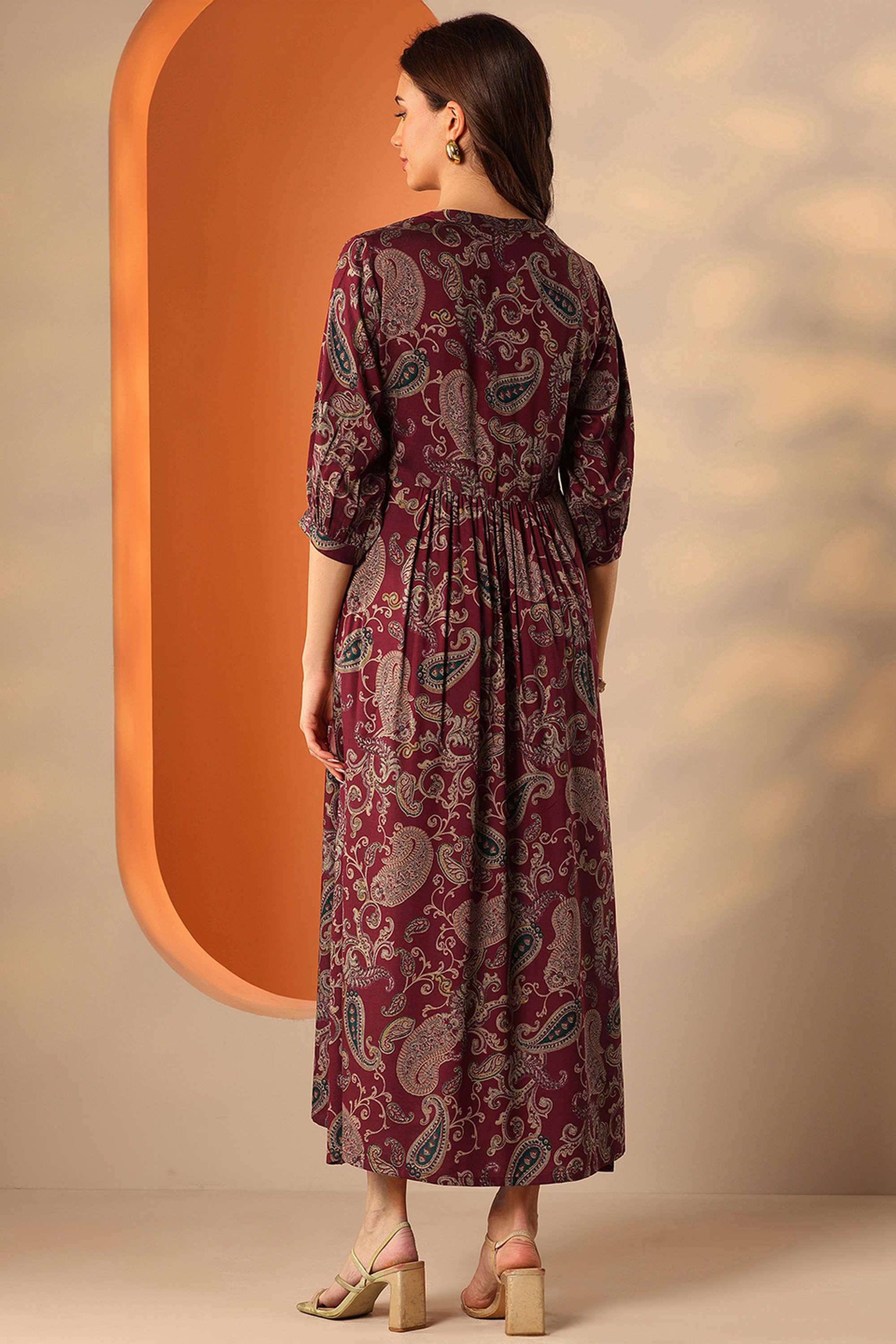 Traditional-Rayon-Collared-Women-s-Dress