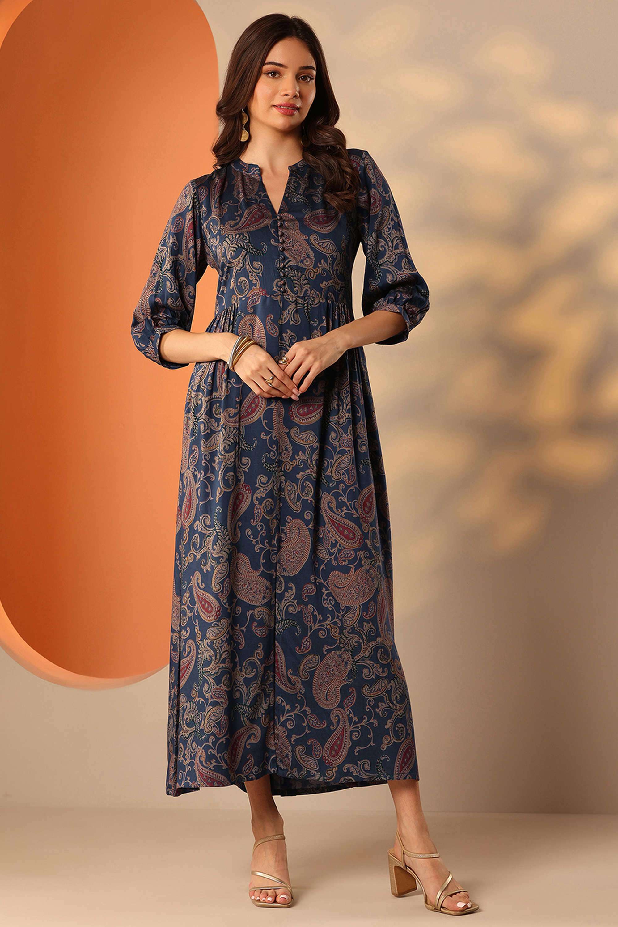Traditional-Rayon-Collared-Women-s-Dress