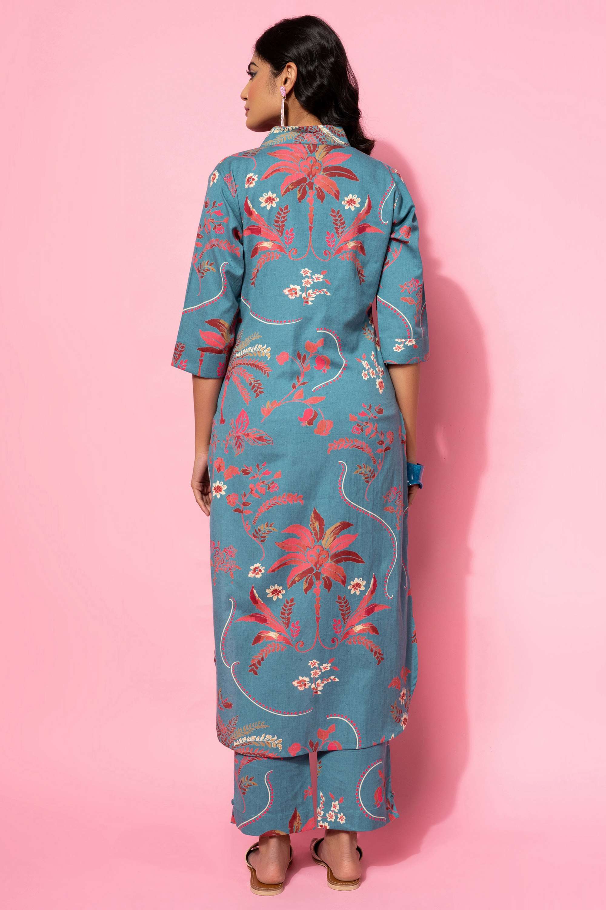 Floral-V-Neck-Cotton-Women-Co-Ord-Set