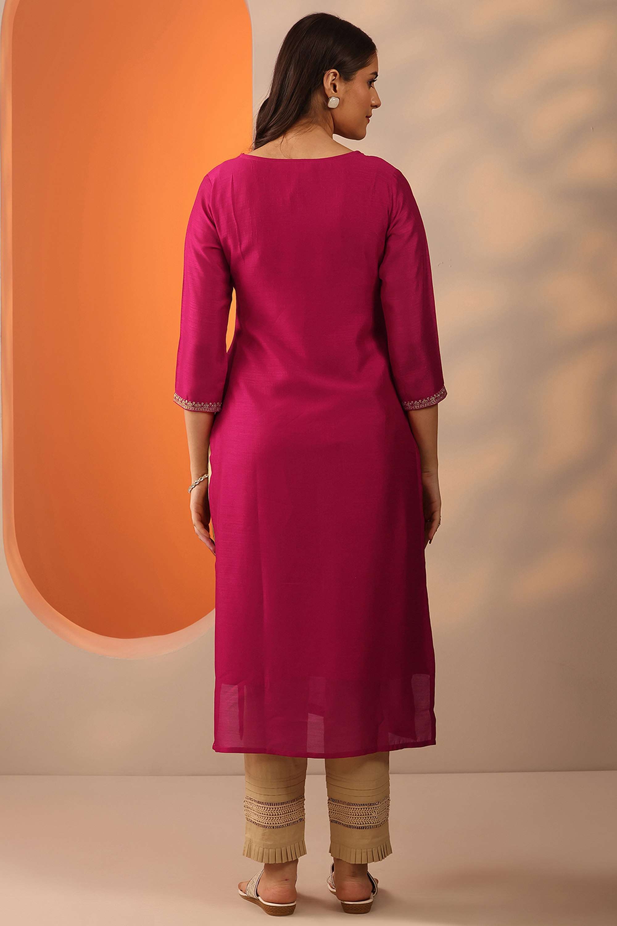 Floral-Silk-Round-Neck-Women-Festive-wear-Kurta
