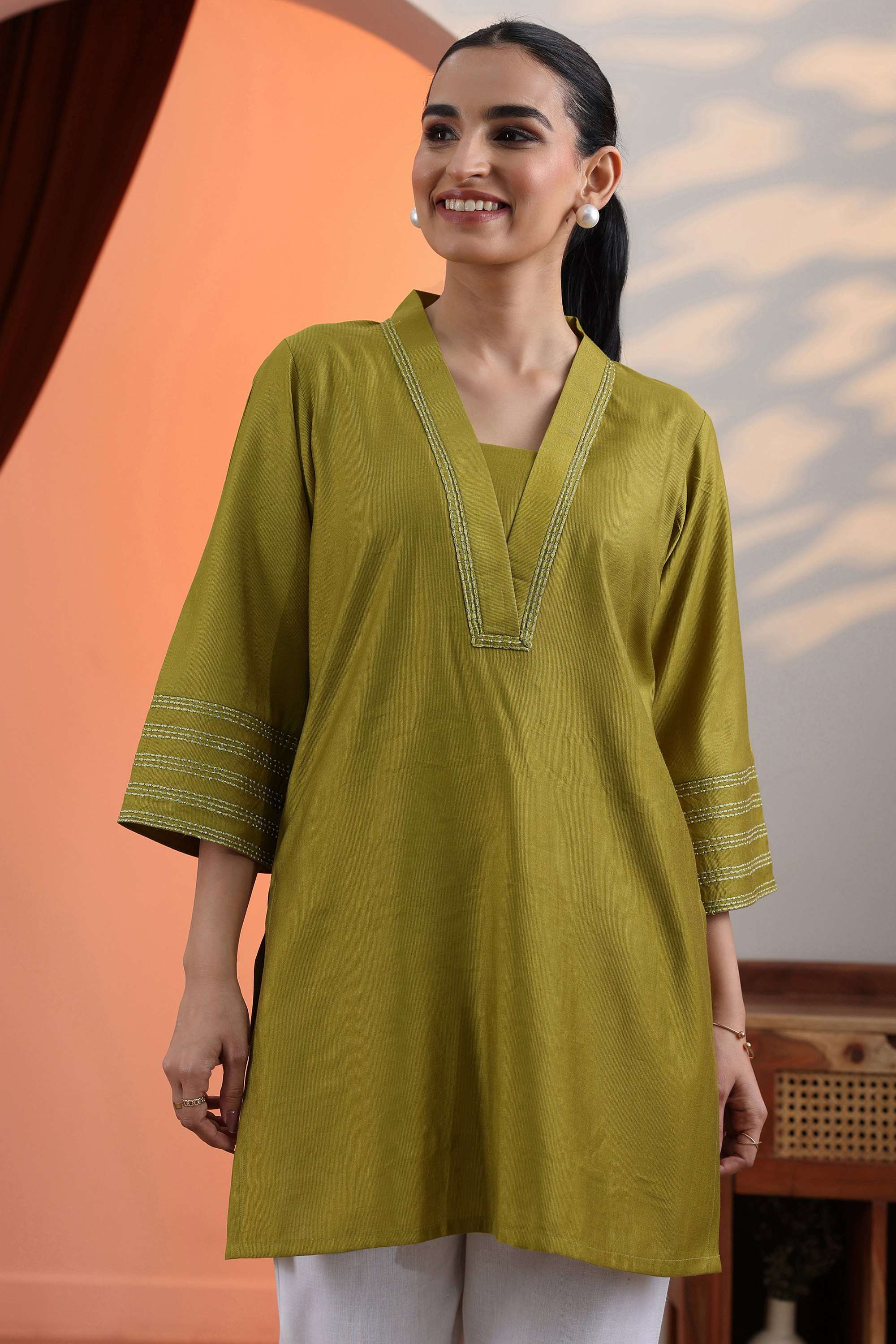 Blended-Fabric-Straight-Fit-Women-s-Kurti
