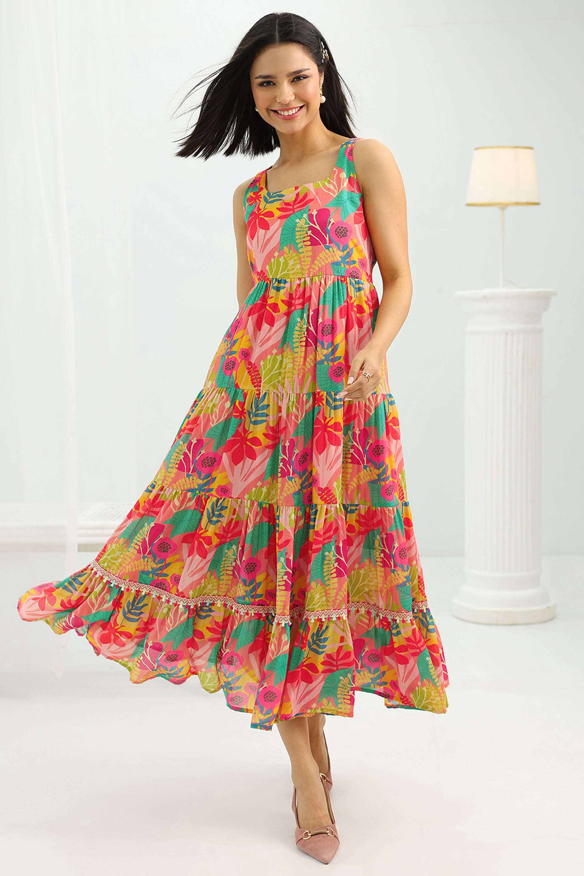 Blended-Fabric-Straight-Fit-Women-s-Dress