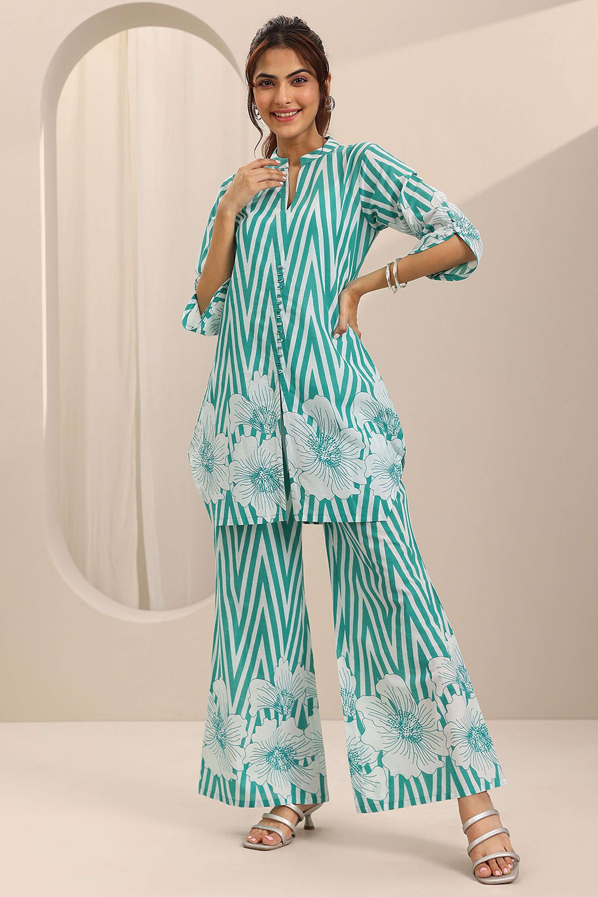 3/4-Sleeves-Regular-Fit-Cotton-Women-s-Co-Ord-Set