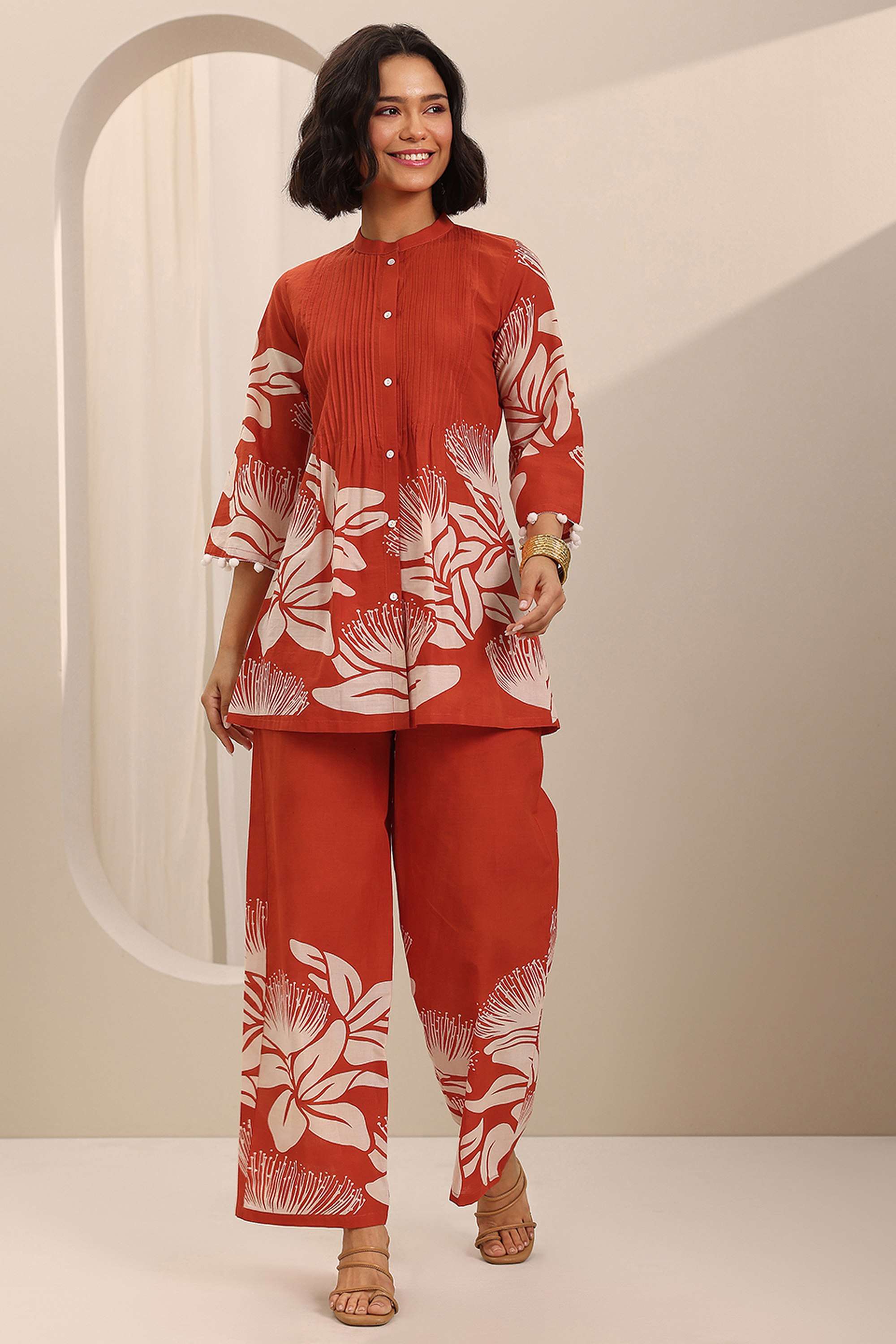 3/4-Sleeves-Regular-Fit-Cotton-Women-s-Co-Ord-Set