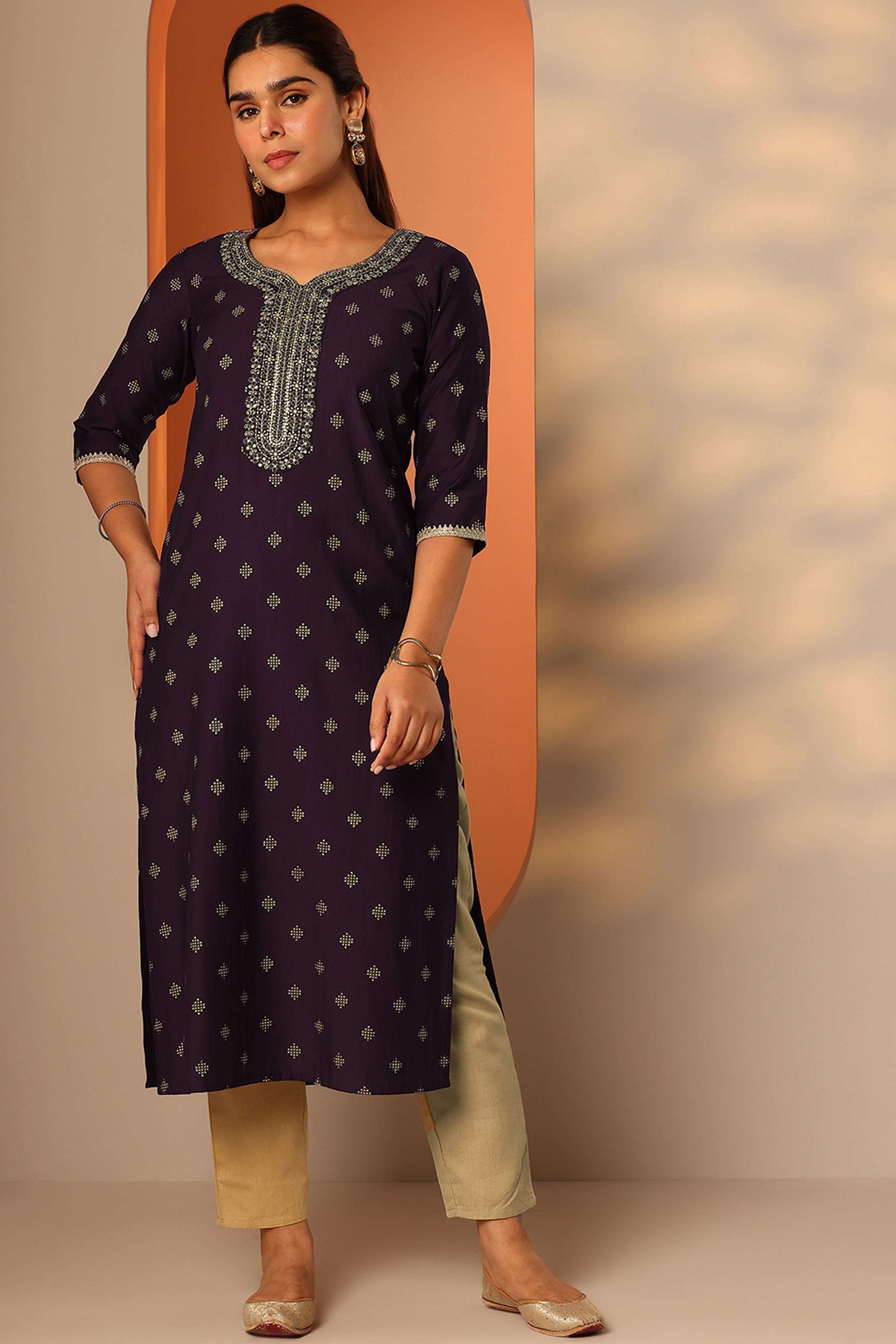 Traditional-Silk-Round-Neck-Women-Festive-wear-Kurta
