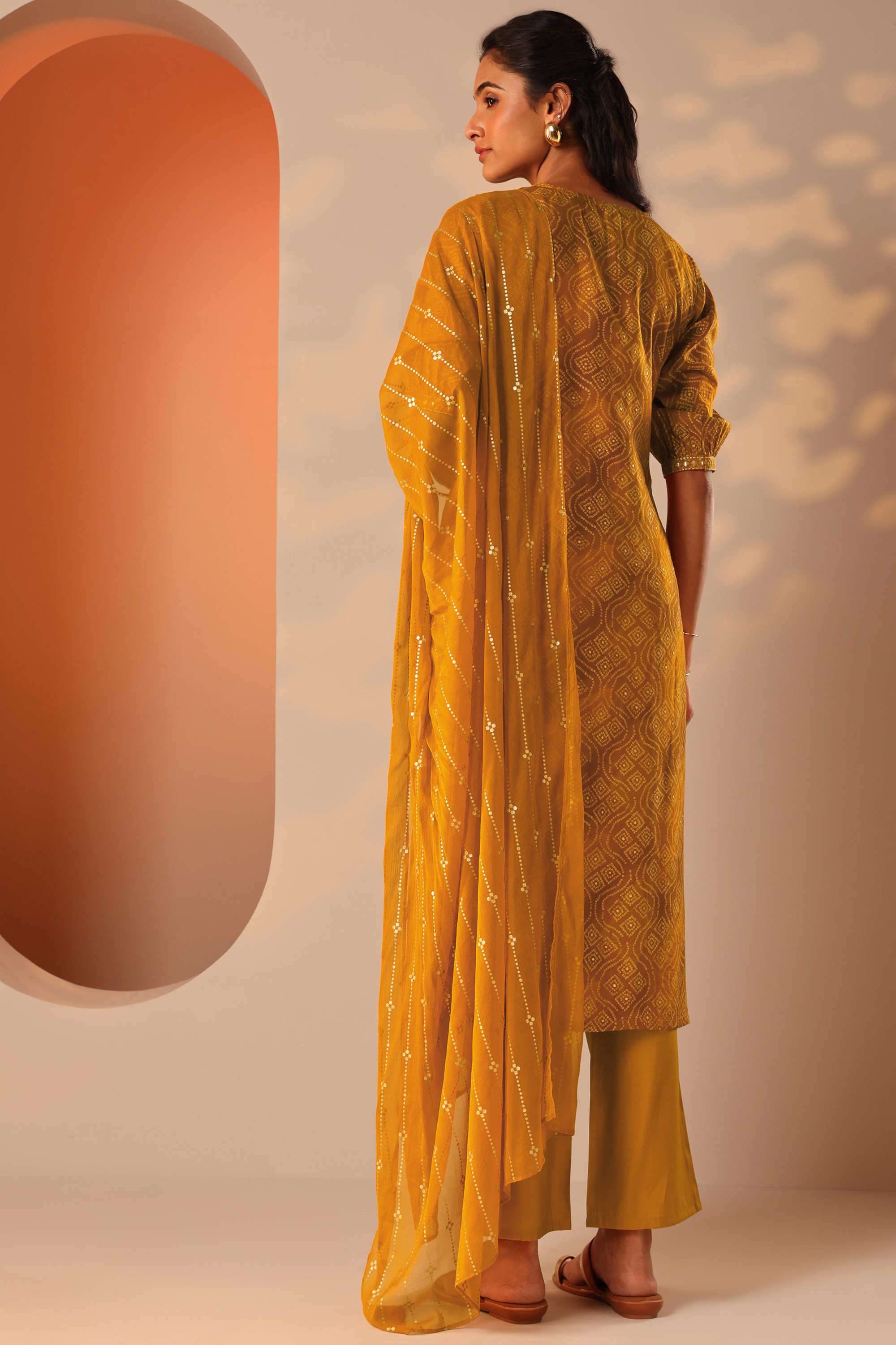 Bandhani-Blended-Fabric-Straight-Fit-Women-s-Kurta-Set