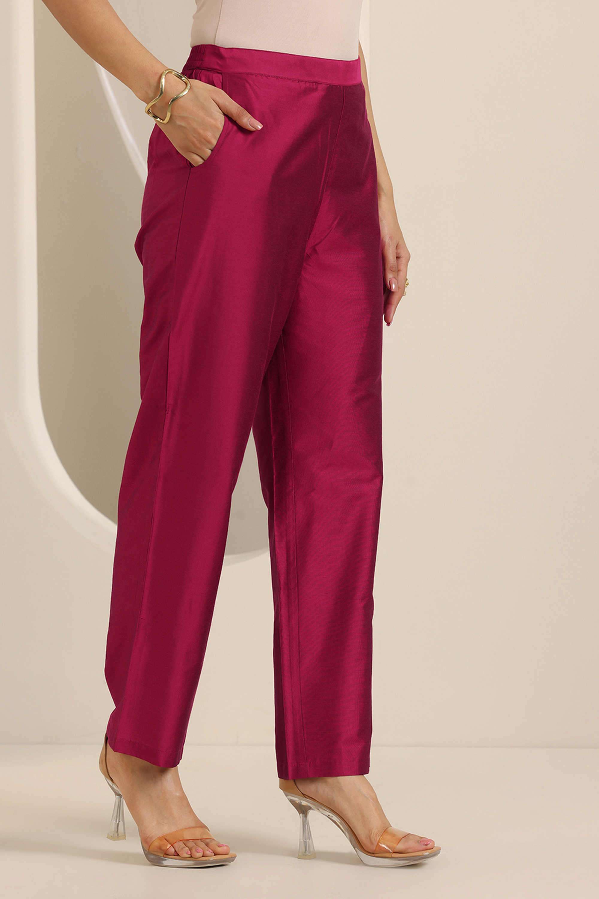 Embroidered-Blended-Fabric-V-Neck-Women-s-Festive-Wear-Kurta-Set